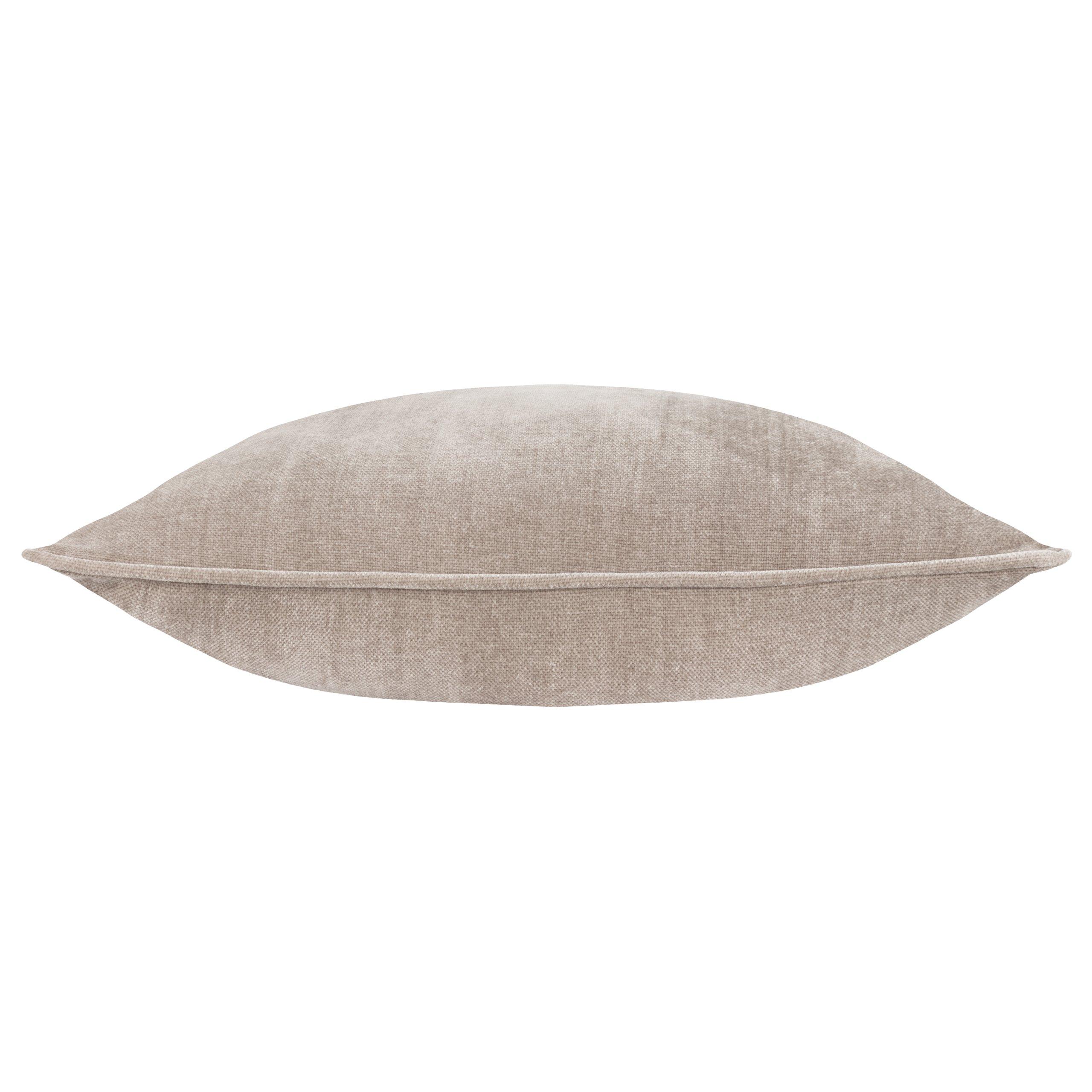 Greige - Yard - Heavy Chenille Piped Fibre Filled Cushion - 4