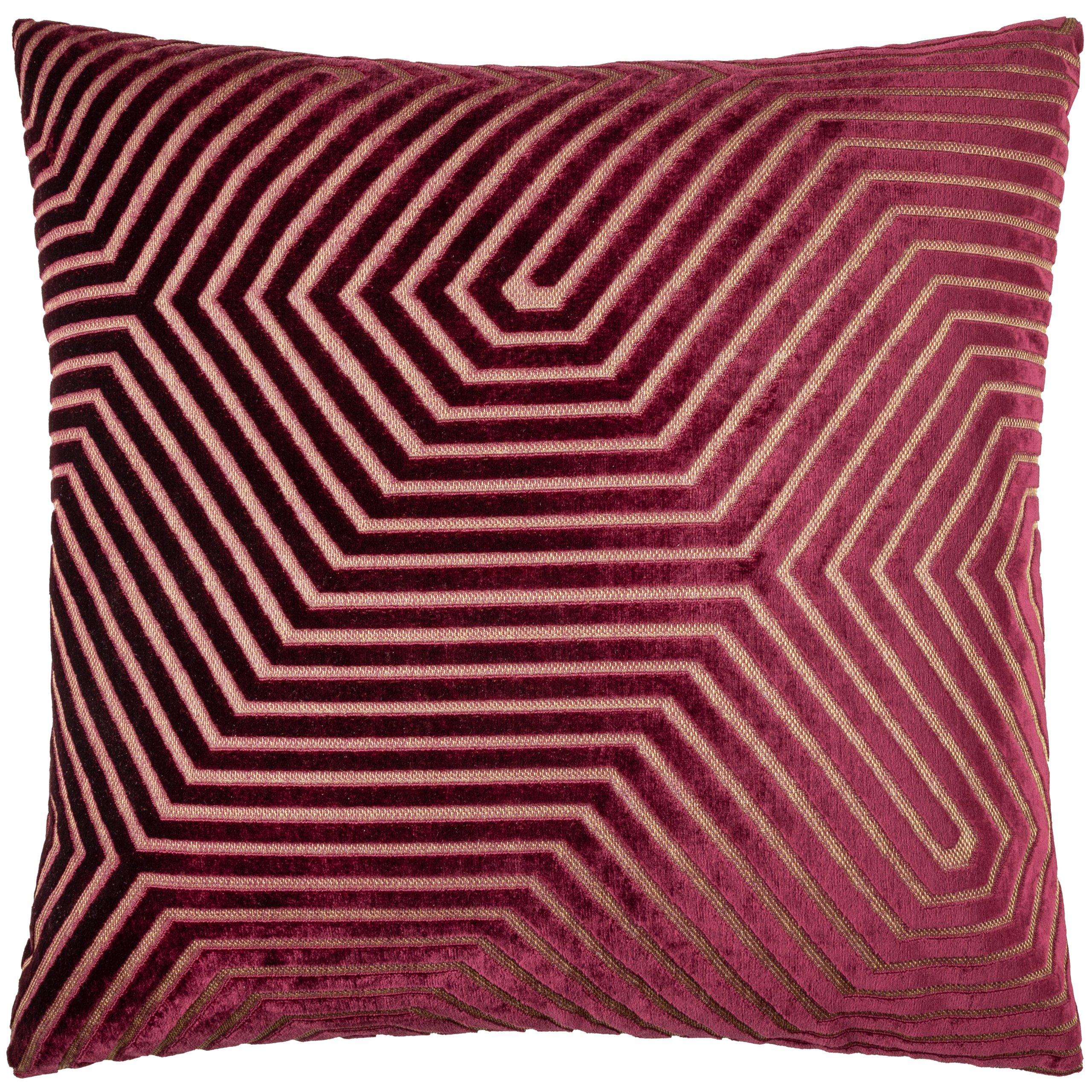 Burgundy - Paoletti - Evoke Cut Velvet Fibre Filled Cushion - 1