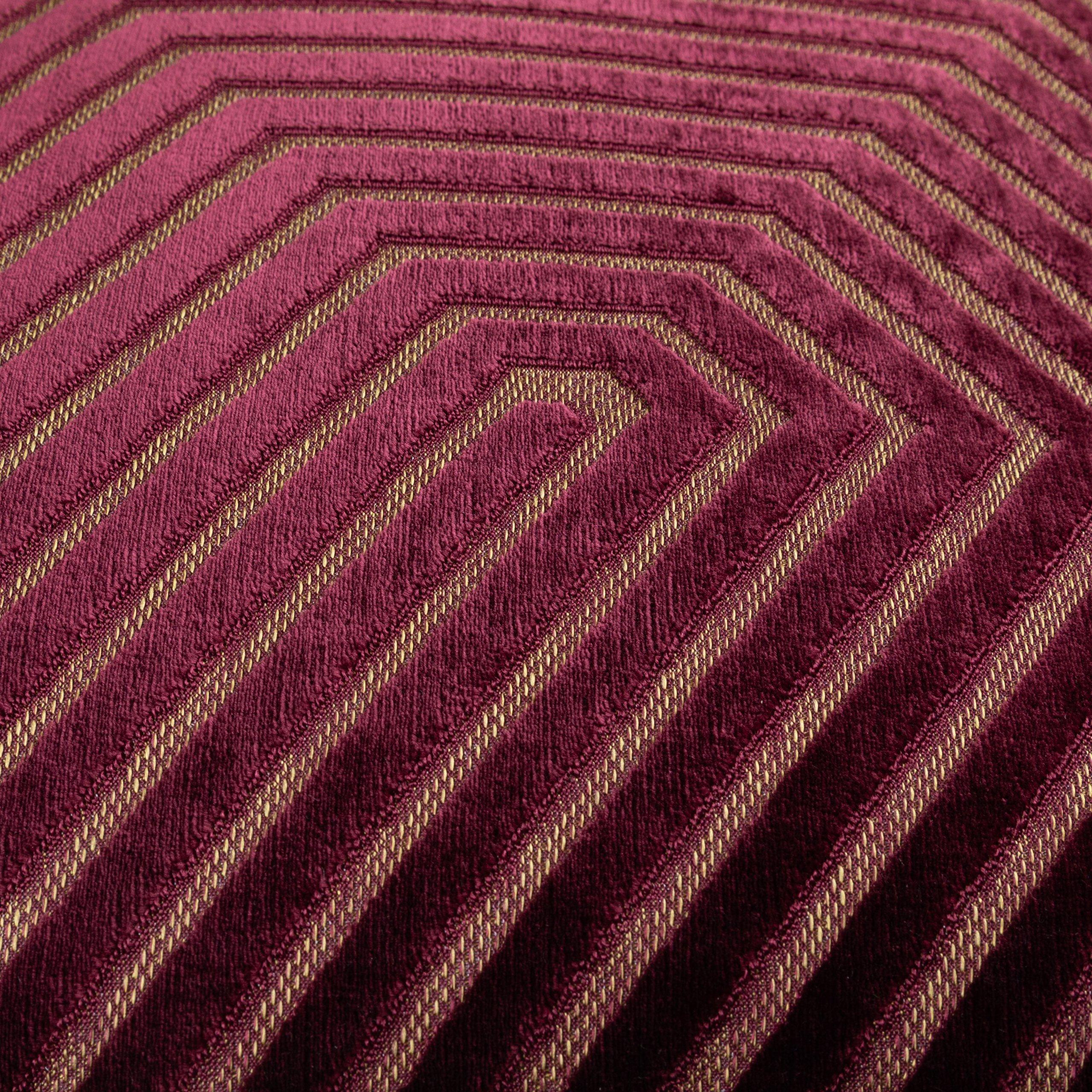 Burgundy - Paoletti - Evoke Cut Velvet Fibre Filled Cushion - 6