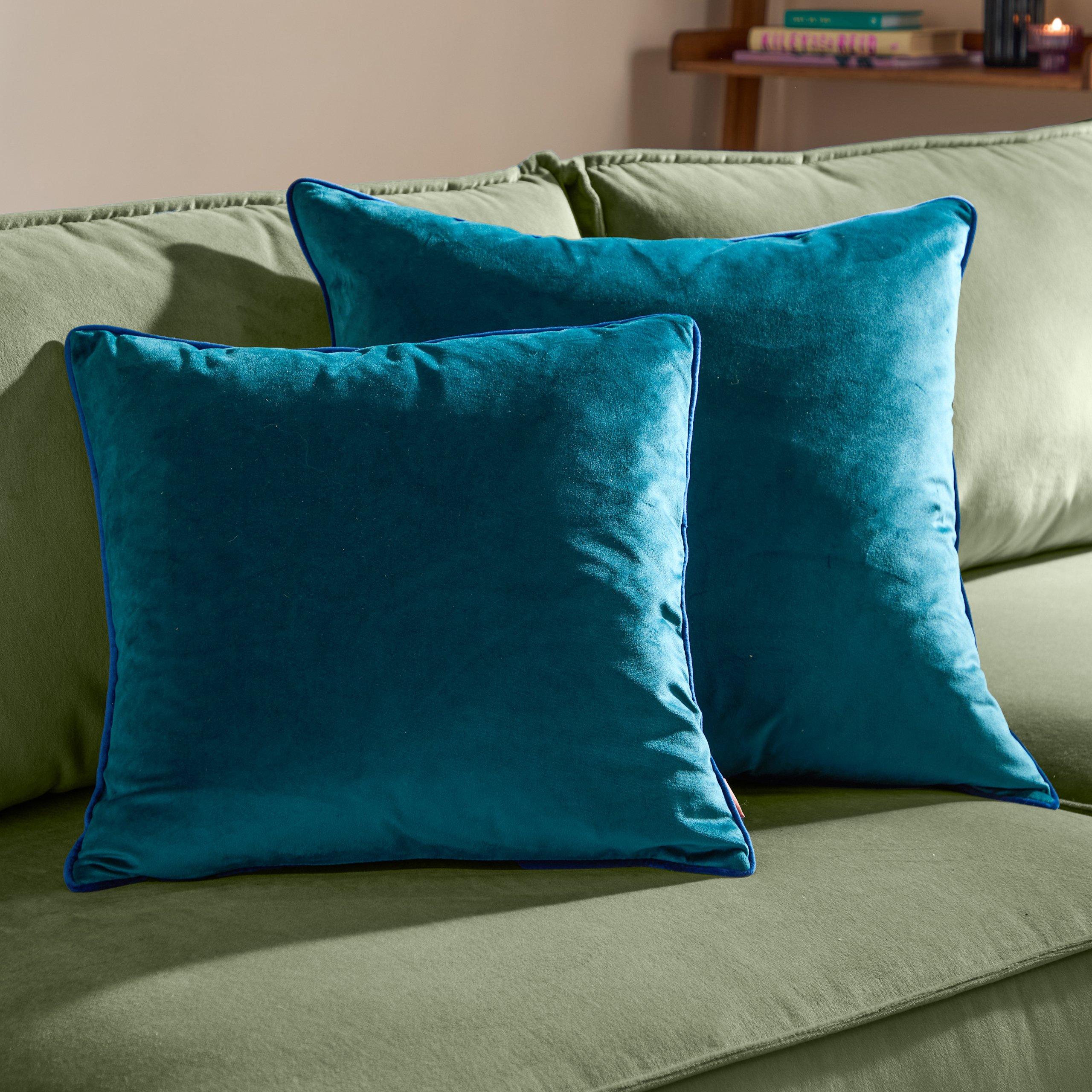 Teal/Navy - Furn - Meridian Velvet Fibre Filled Cushion - 6