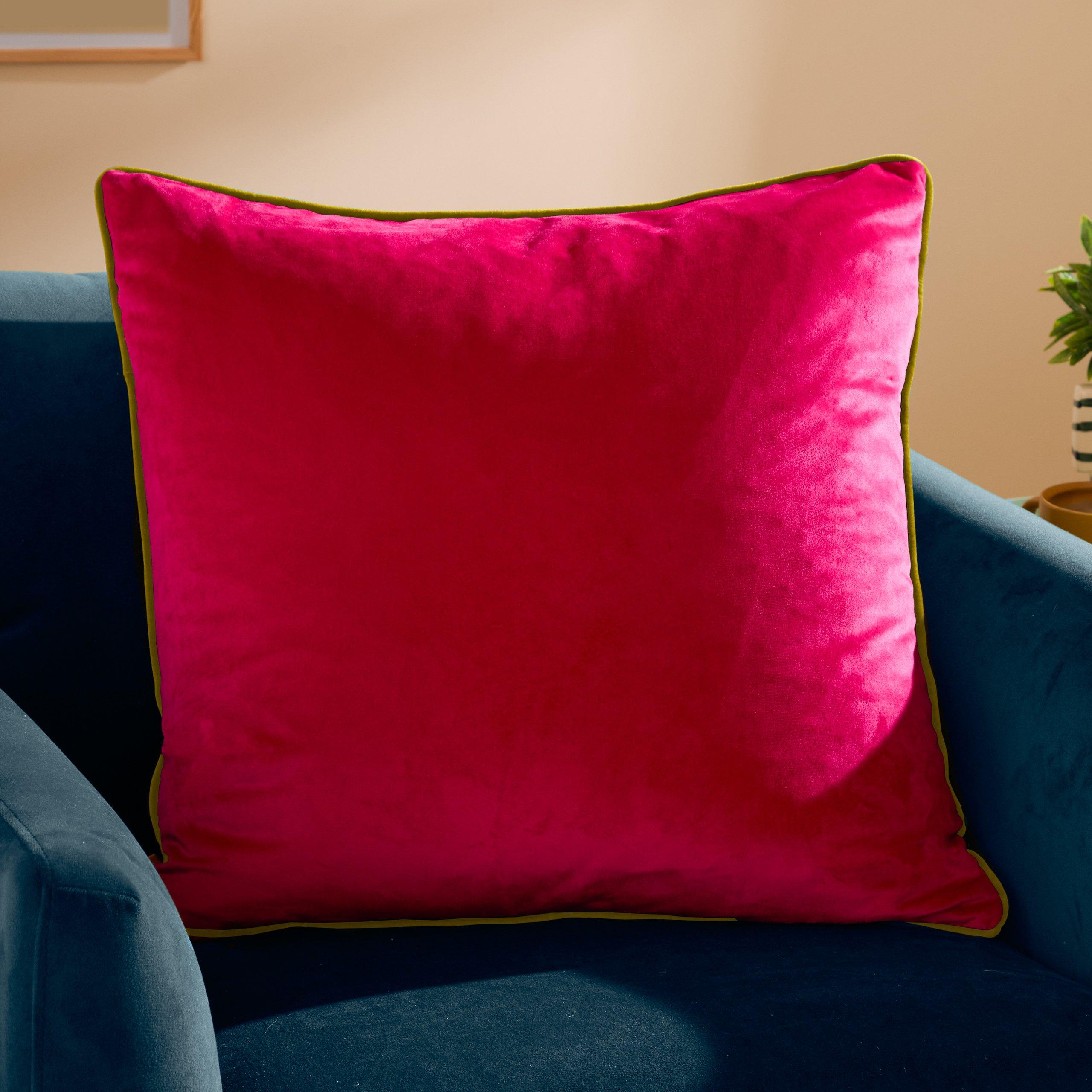Hot Pink/Lime - Furn - Meridian Velvet Feather Filled Cushion - 2