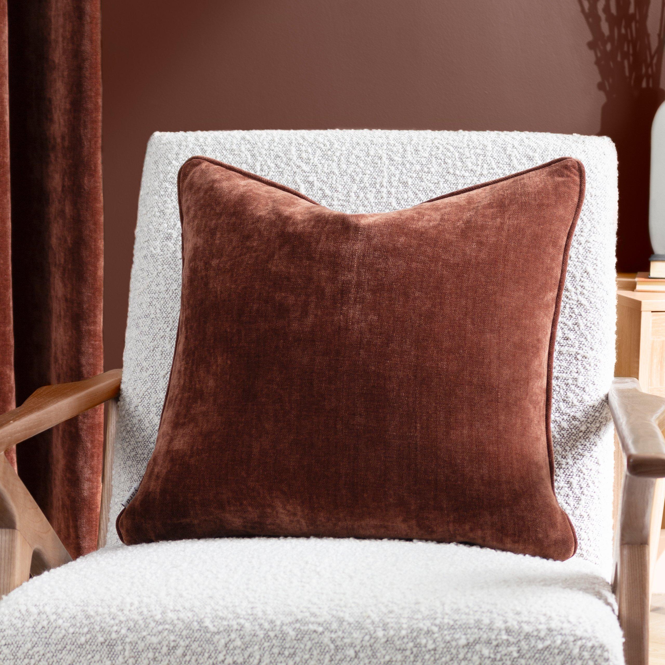 Nutmeg - Yard - Heavy Chenille Piped Fibre Filled Cushion - 2