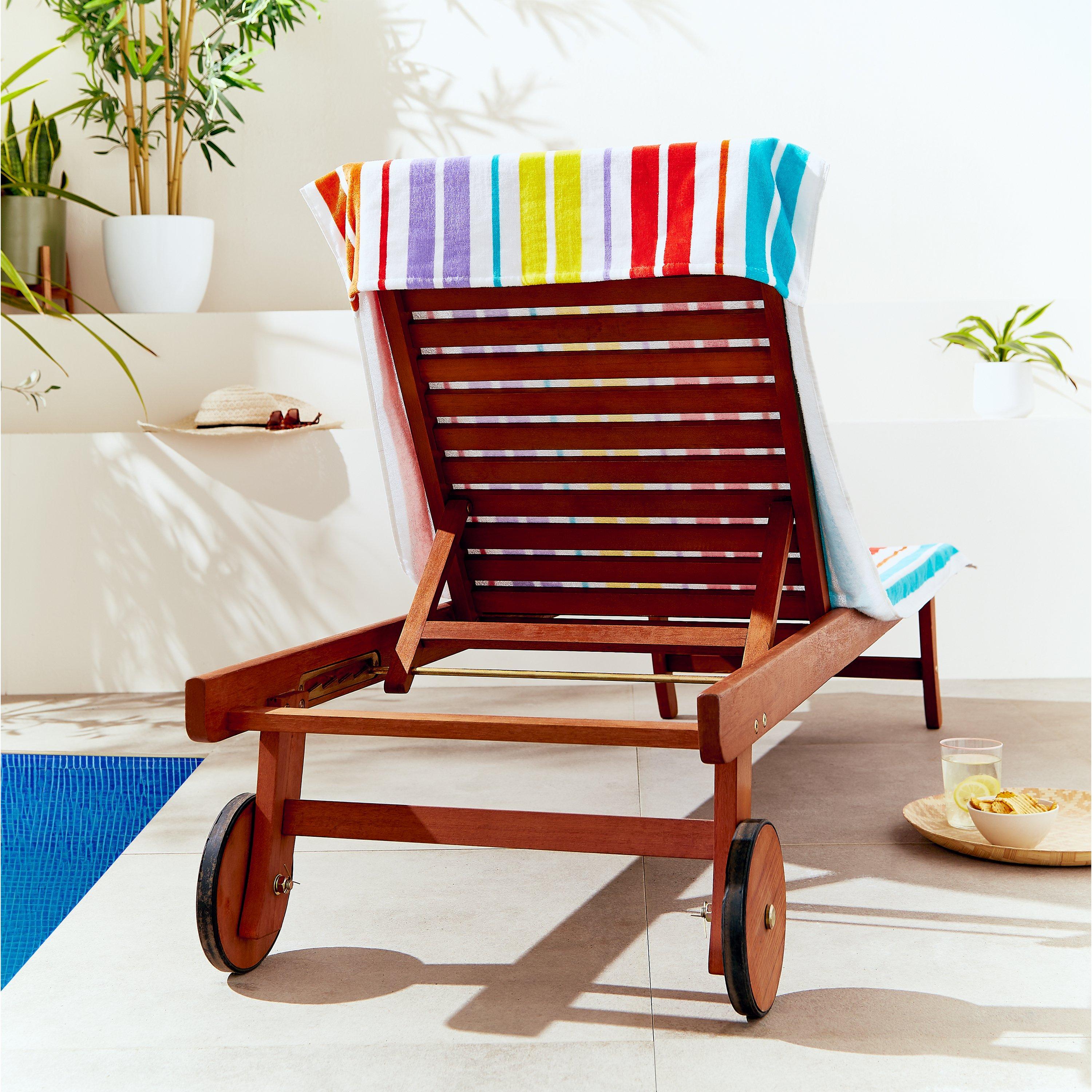 Bright - Catherine Lansfield - Rainbow Stripe Cotton Beach Sun Lounger Towel - 2