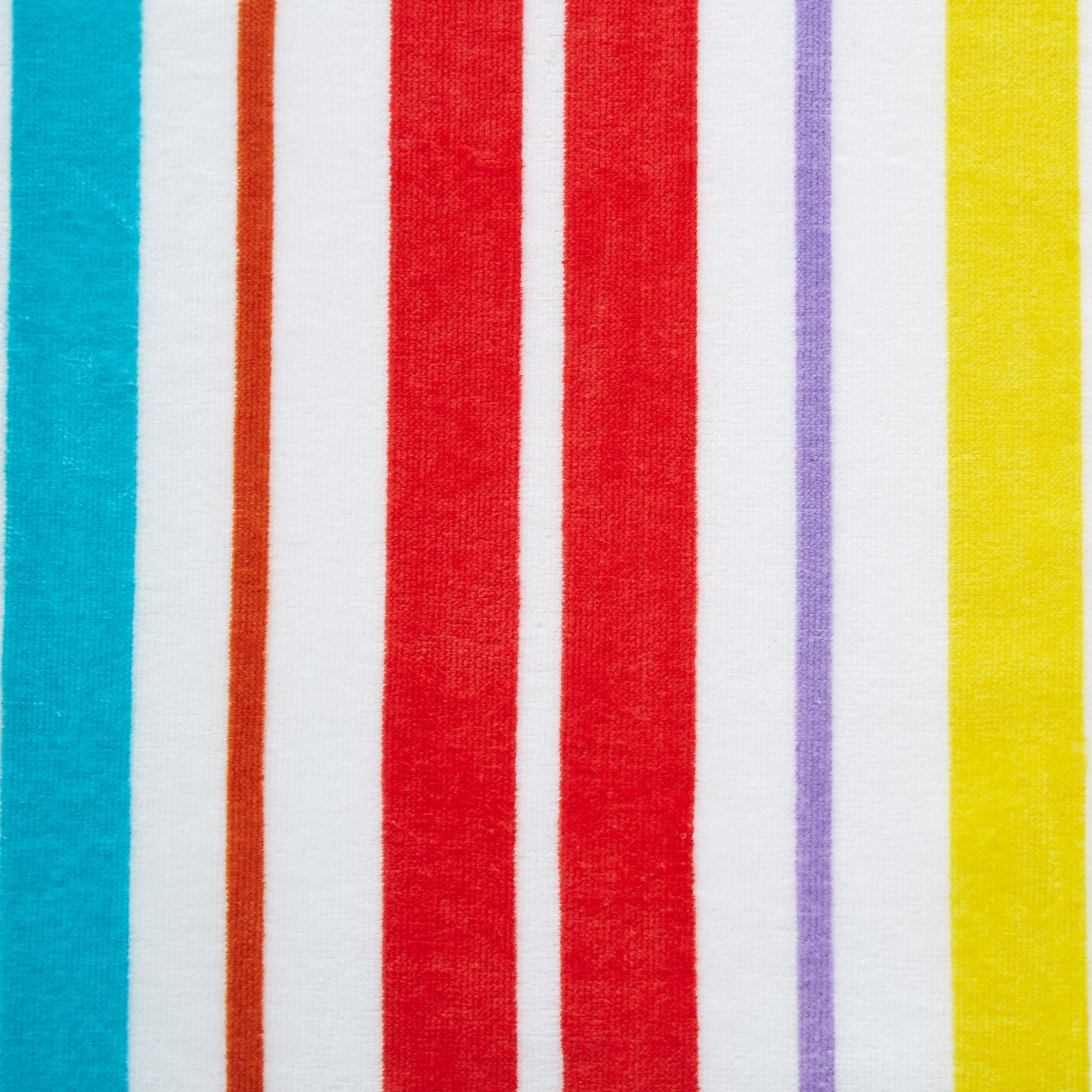 Bright - Catherine Lansfield - Rainbow Stripe Cotton Beach Sun Lounger Towel - 3