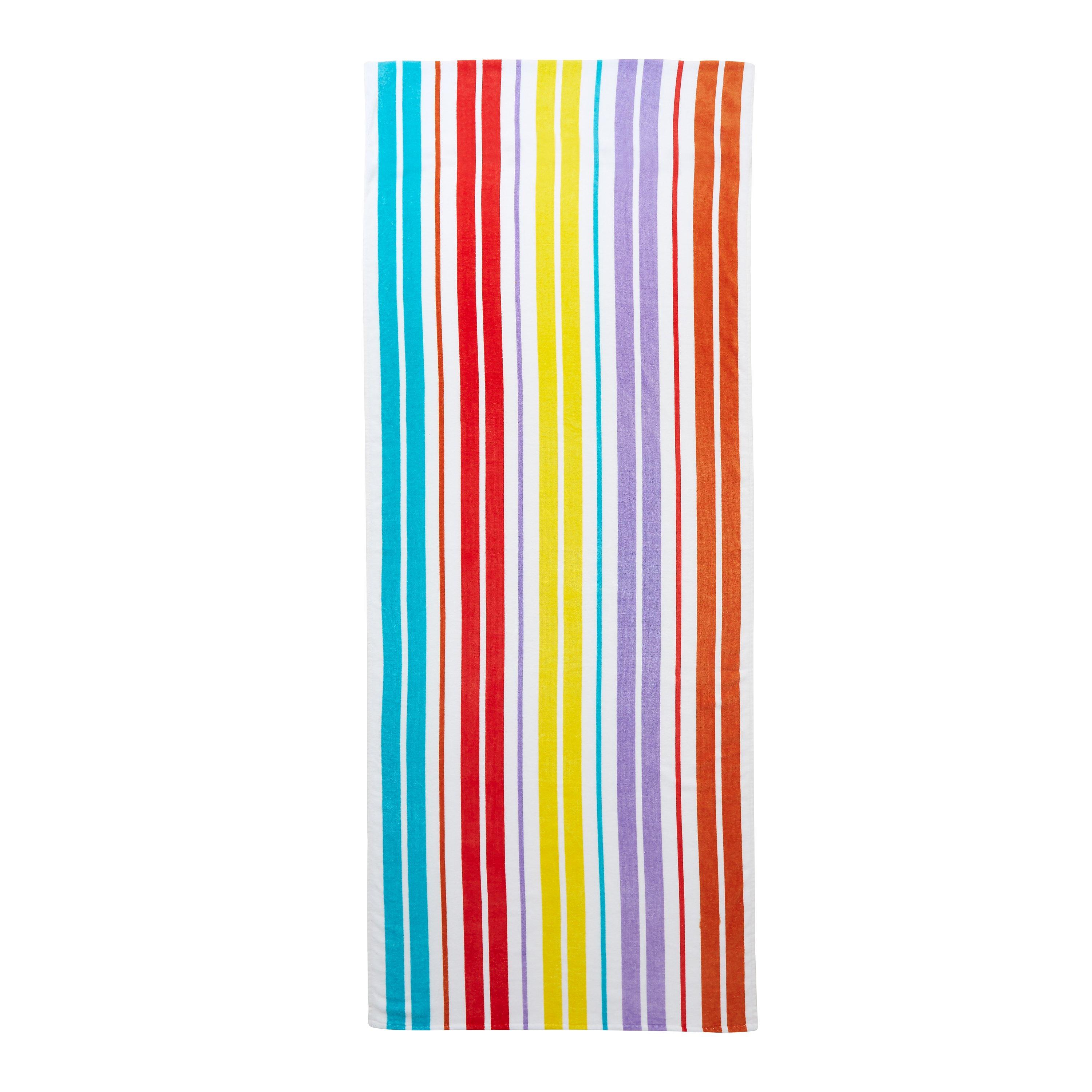 Bright - Catherine Lansfield - Rainbow Stripe Cotton Beach Sun Lounger Towel - 4