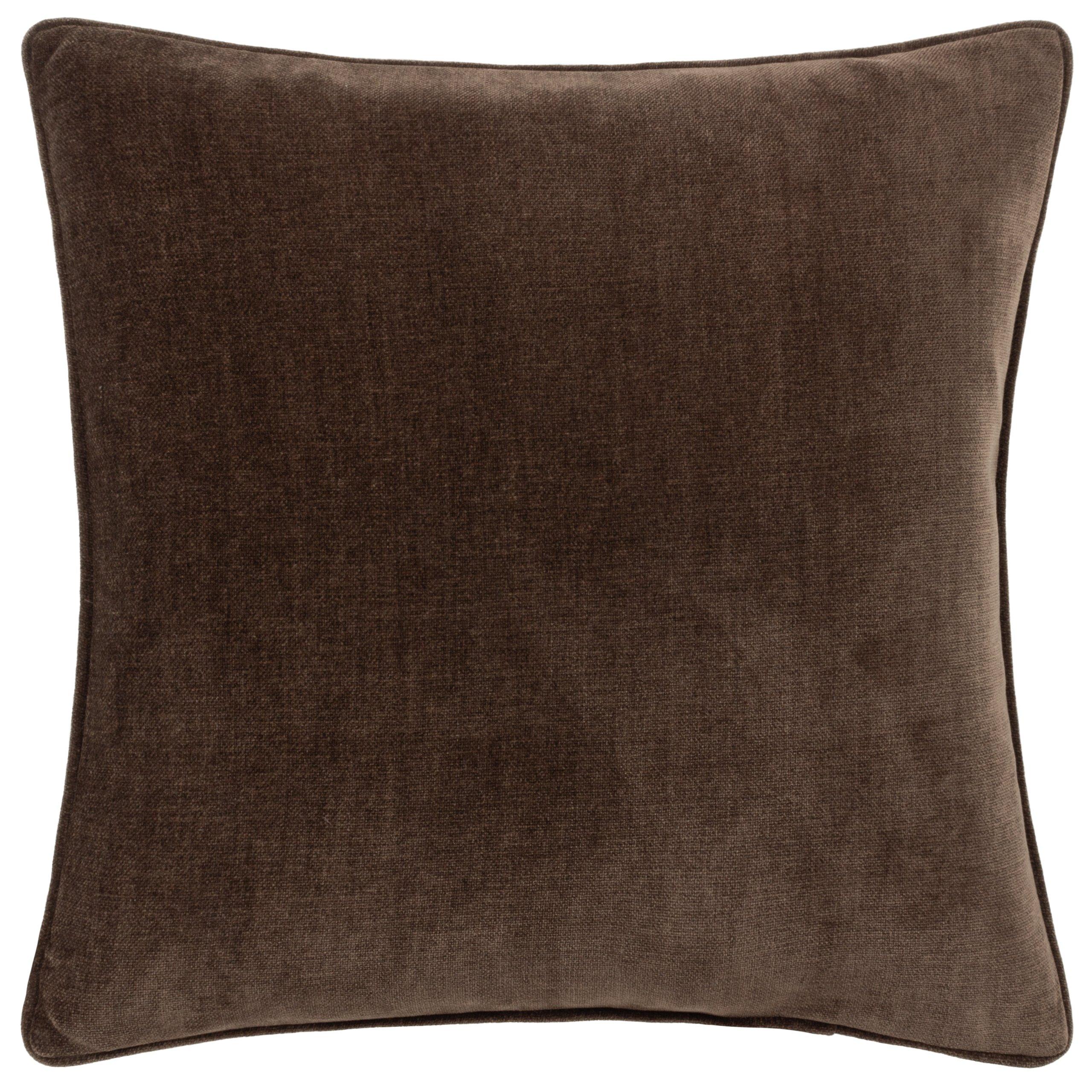 Brown - Yard - Heavy Chenille Piped Feather Filled Cushion - 1