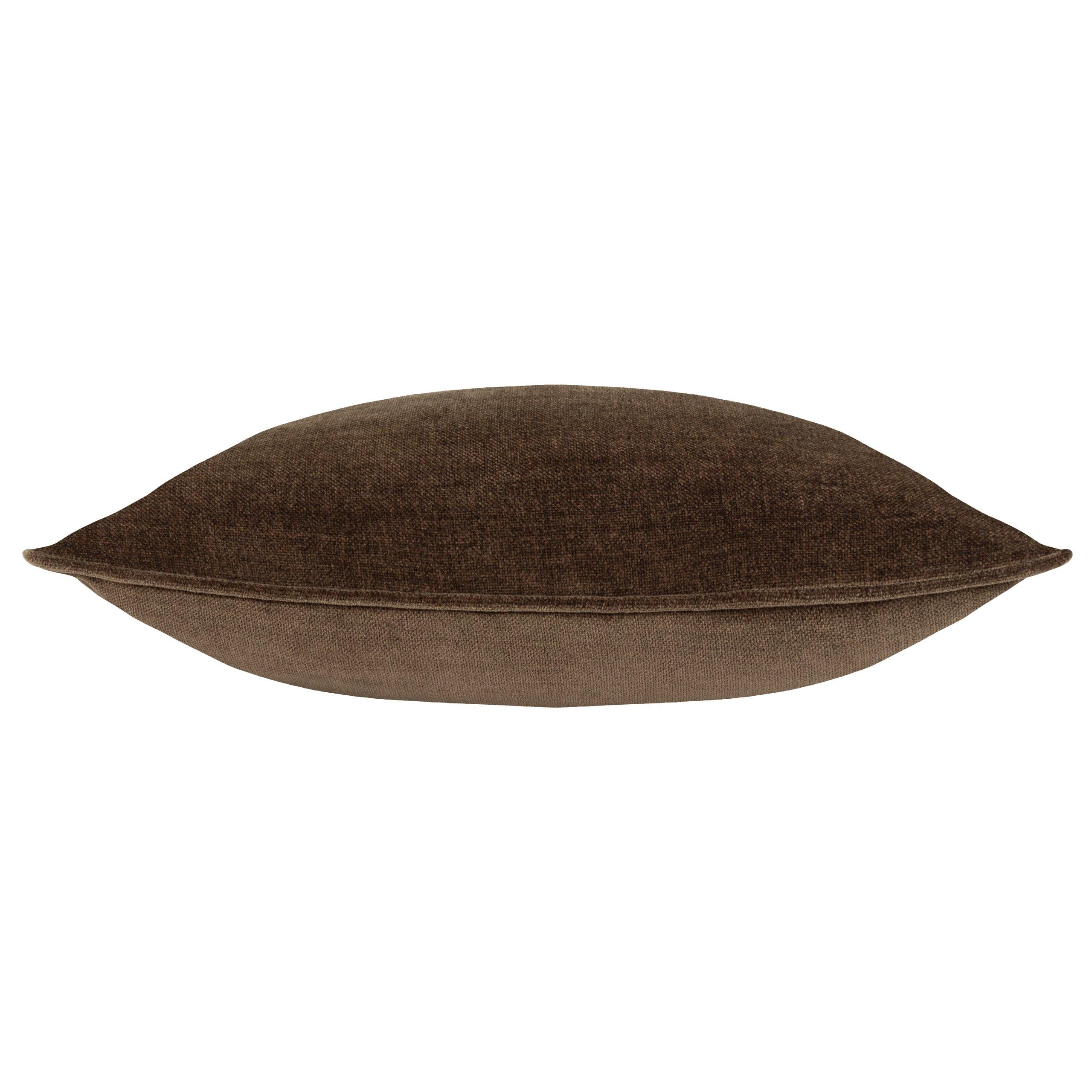 Brown - Yard - Heavy Chenille Piped Feather Filled Cushion - 5