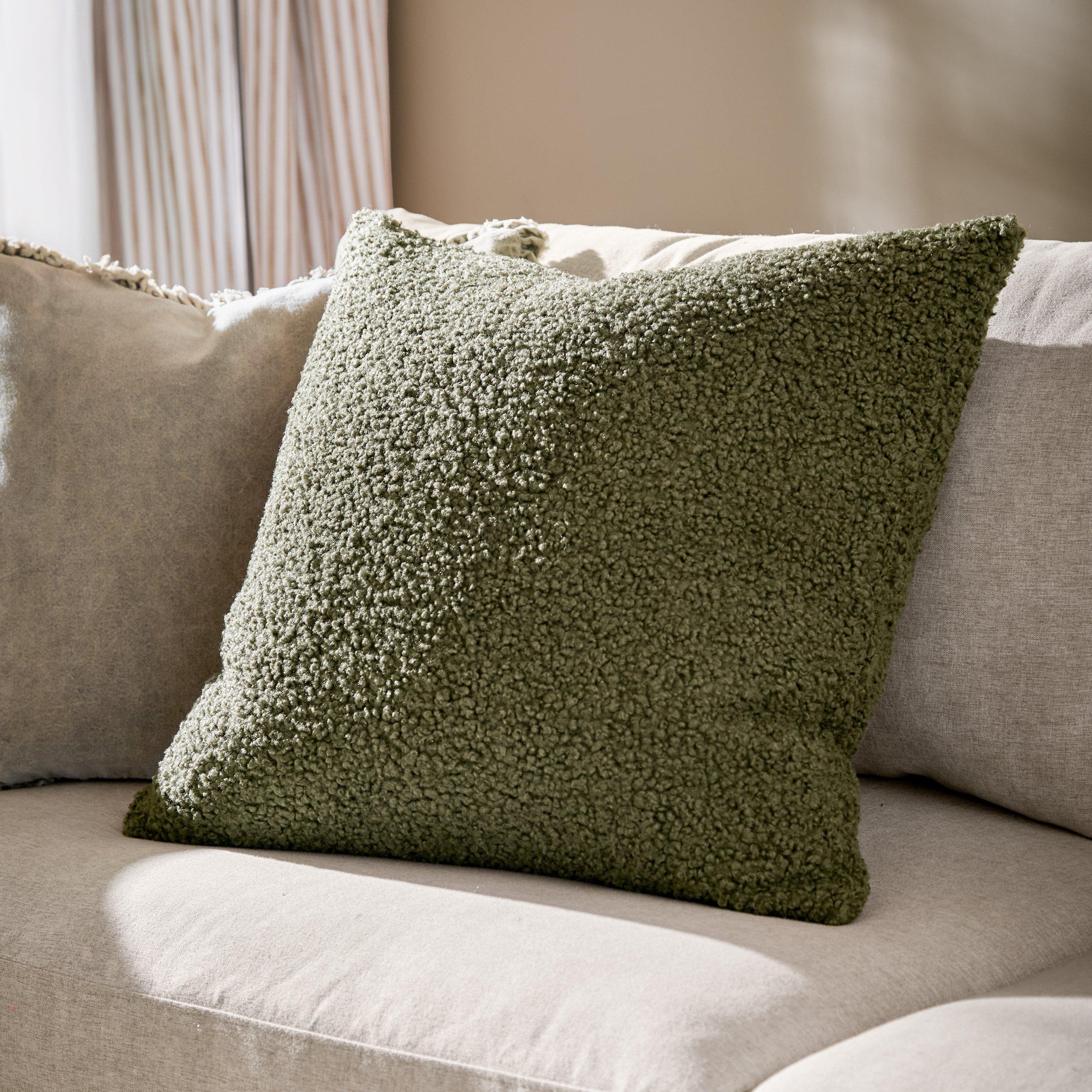 Khaki - Yard - Cabu Chunky Boucle Feather Filled Cushion - 2