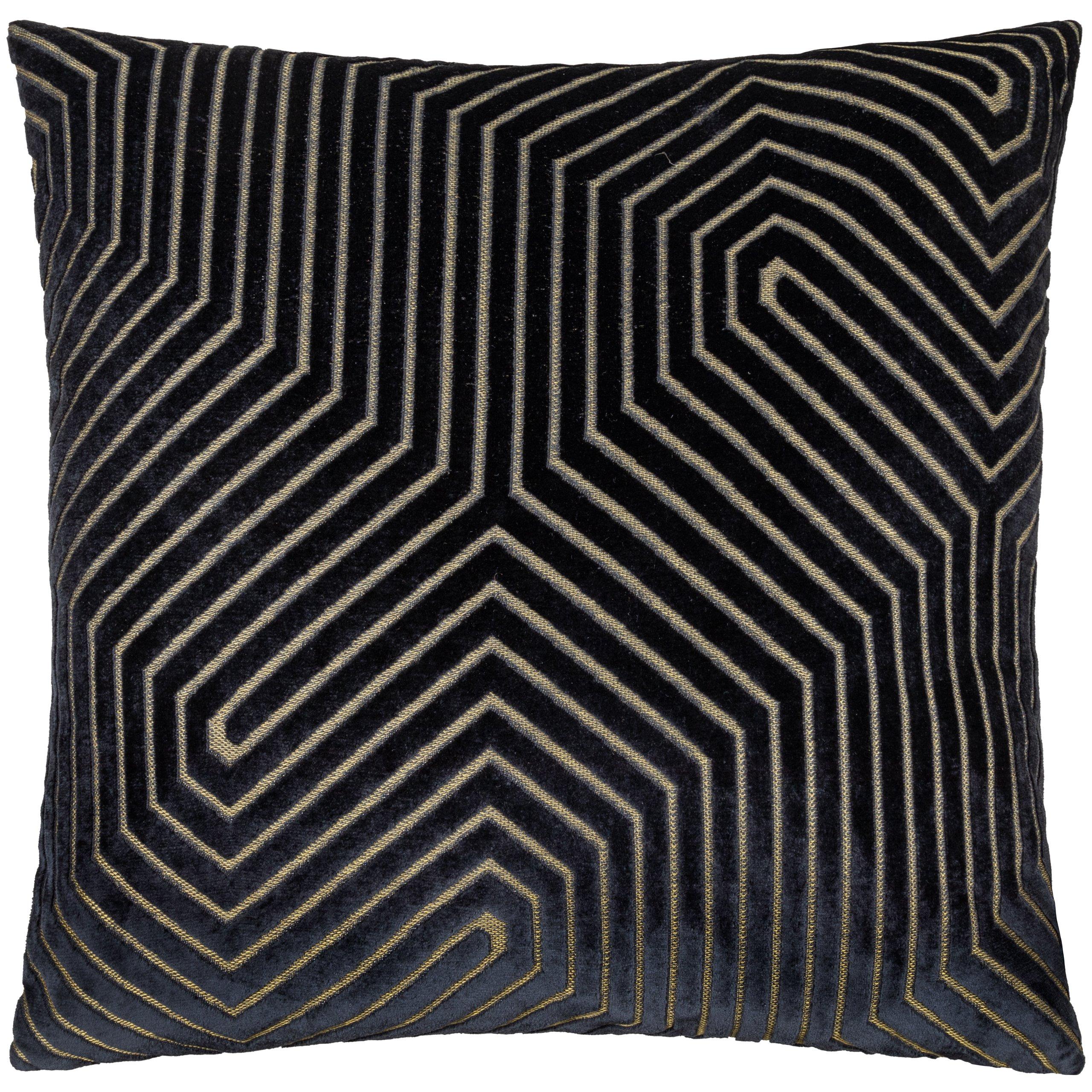 Black - Paoletti - Evoke Cut Velvet Fibre Filled Cushion - 1