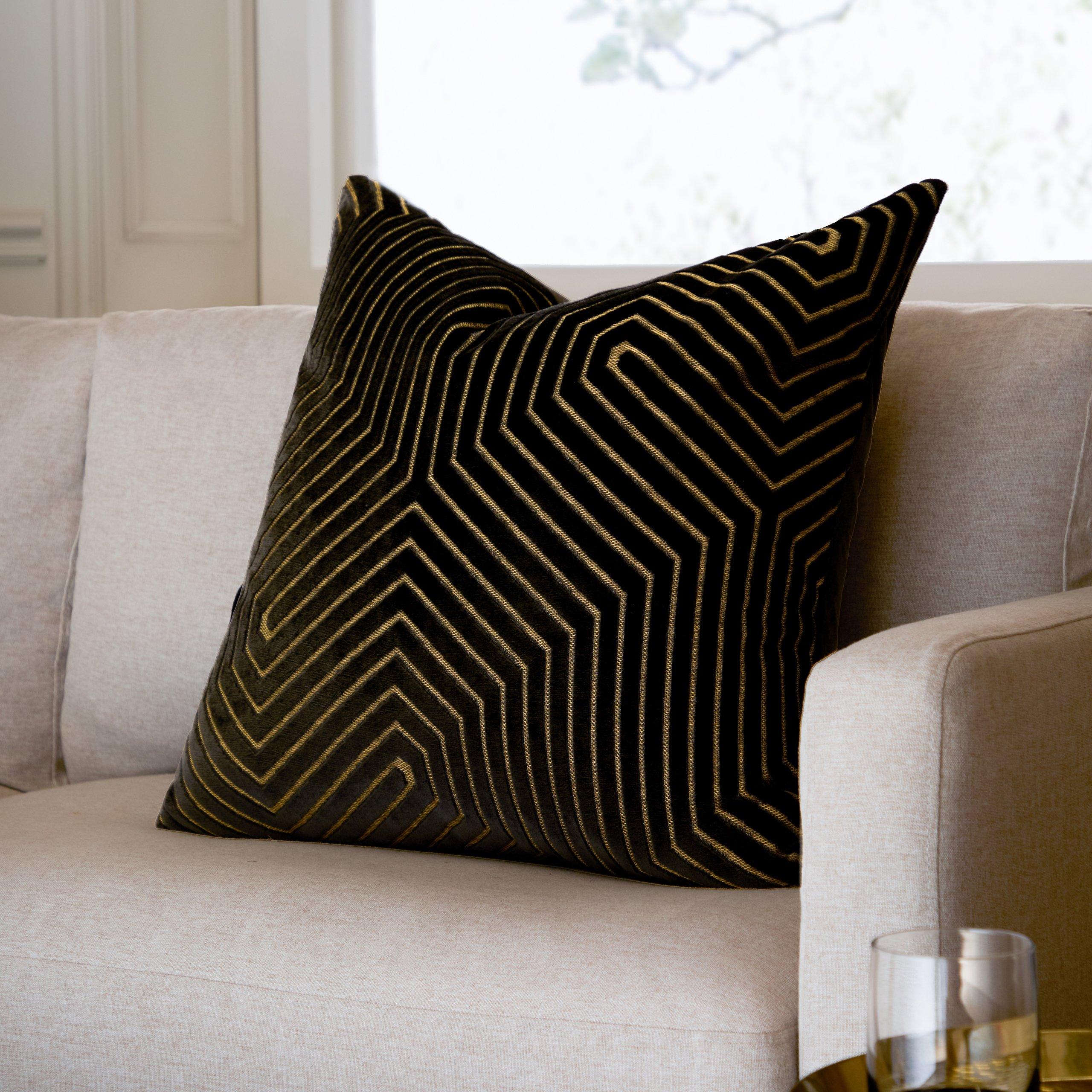 Black - Paoletti - Evoke Cut Velvet Fibre Filled Cushion - 2