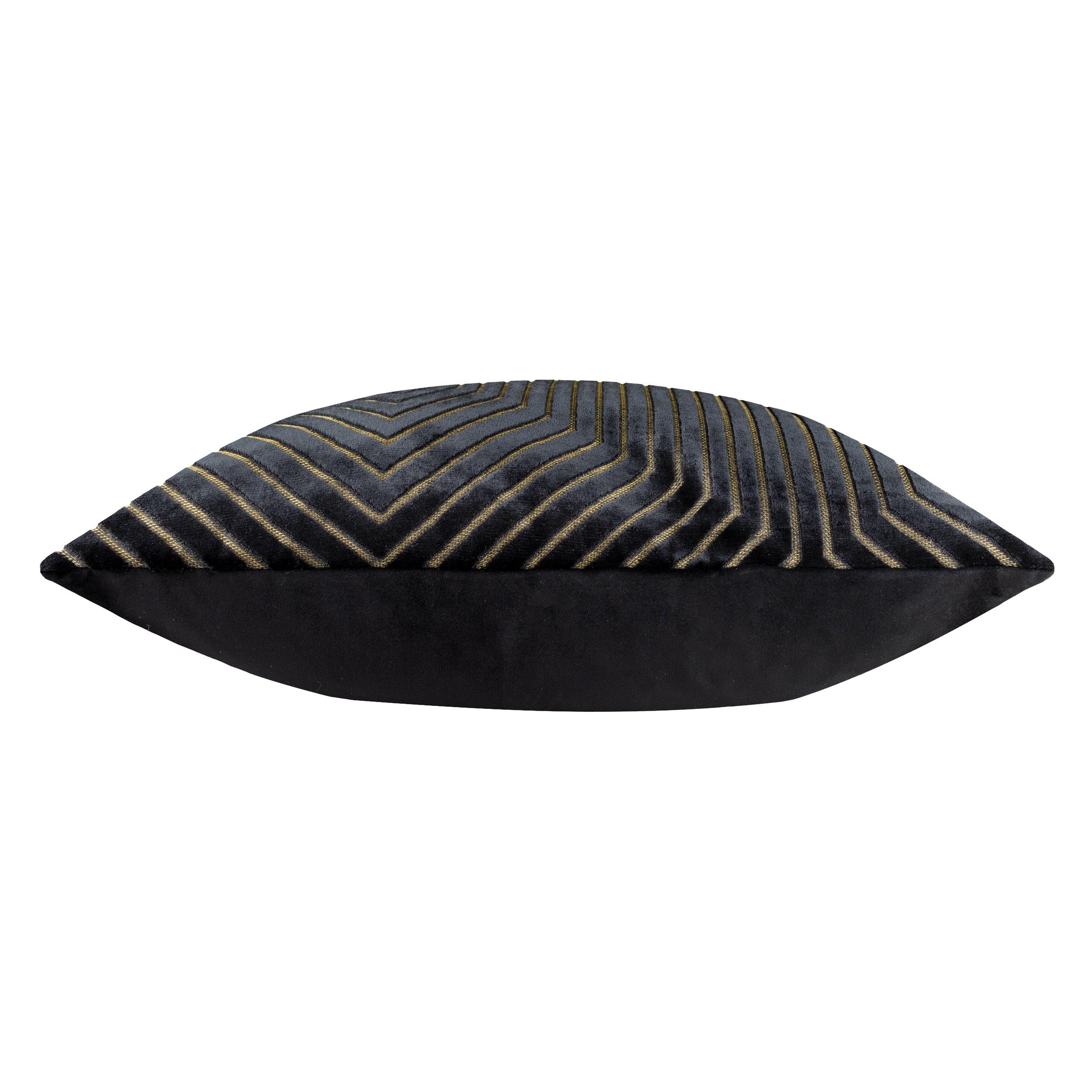 Black - Paoletti - Evoke Cut Velvet Fibre Filled Cushion - 5
