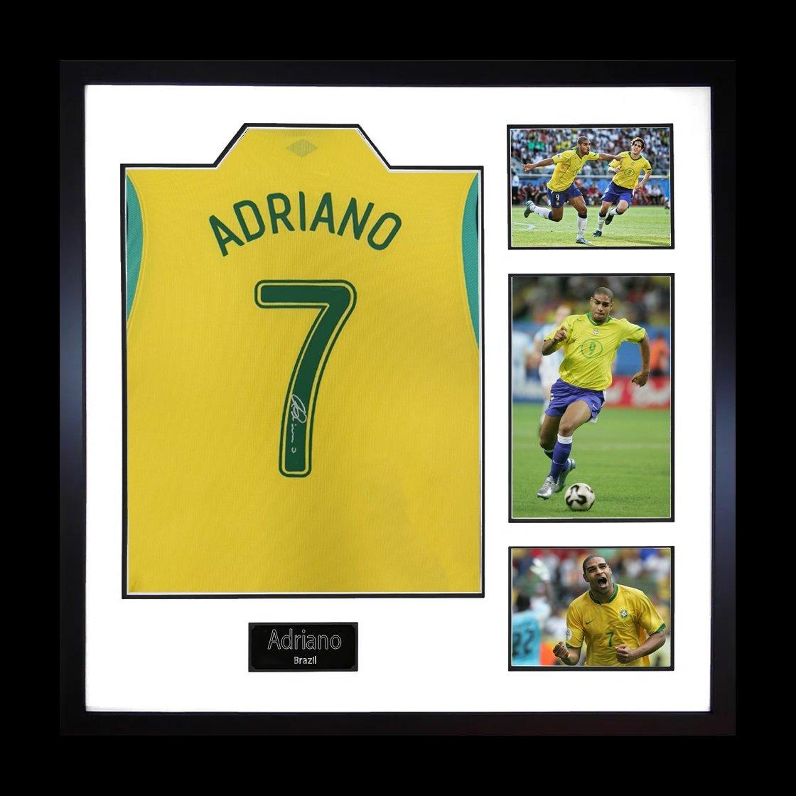 The Fan Cave Adriano Signed Brazil Shirt Elite Frame