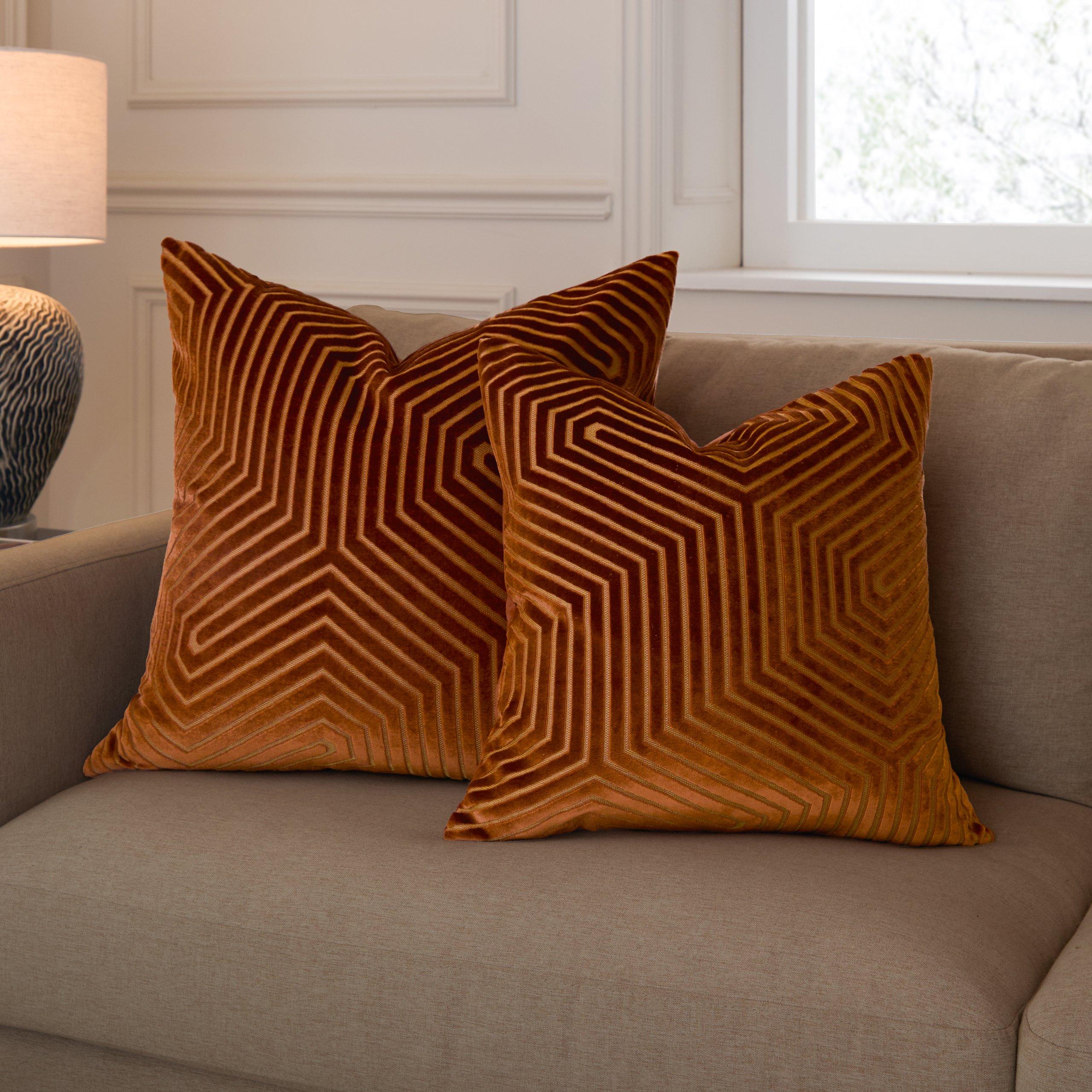 Brick - Paoletti - Evoke Cut Velvet Fibre Filled Cushion - 7