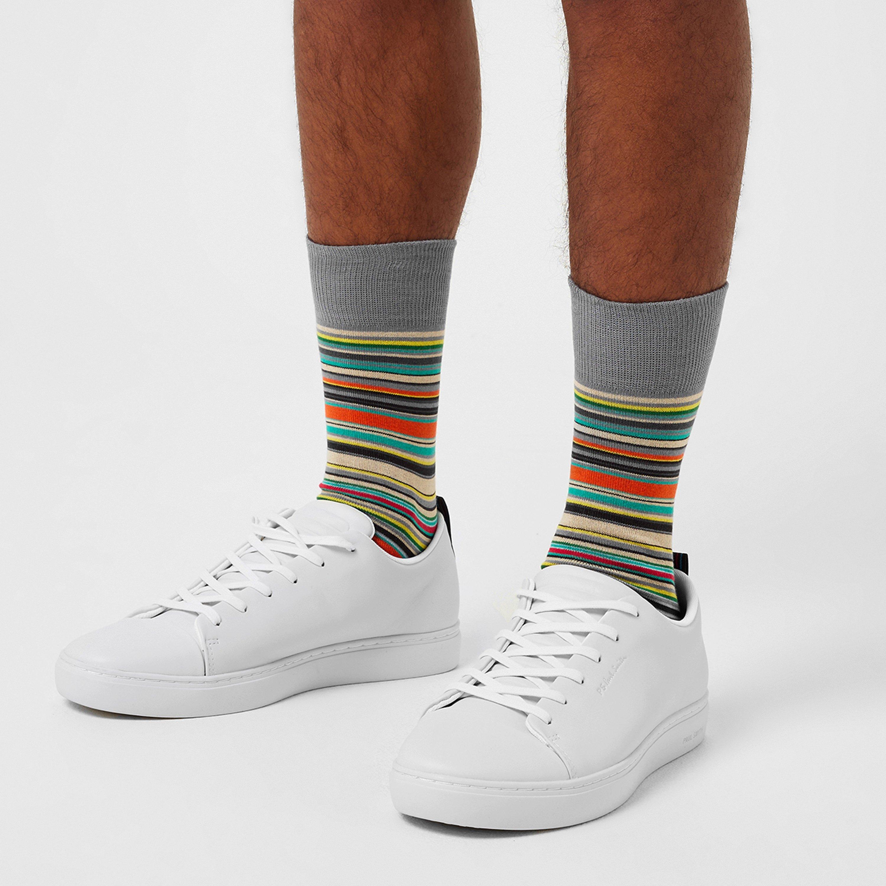 Grey Stripe 76 - Paul Smith - Men's Multi Stripe Crew Socks - 2
