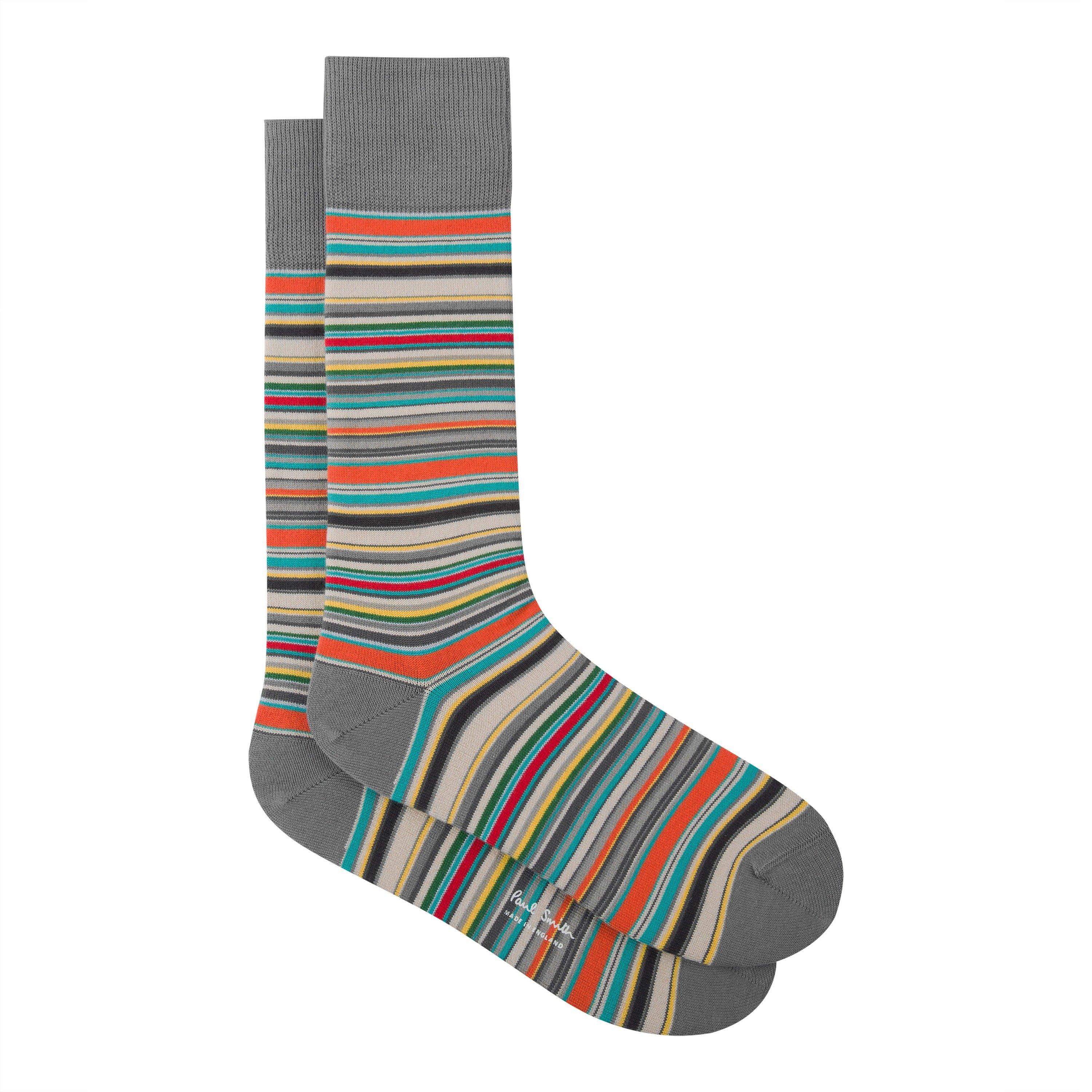 Grey Stripe 76 - Paul Smith - Men's Multi Stripe Crew Socks - 4