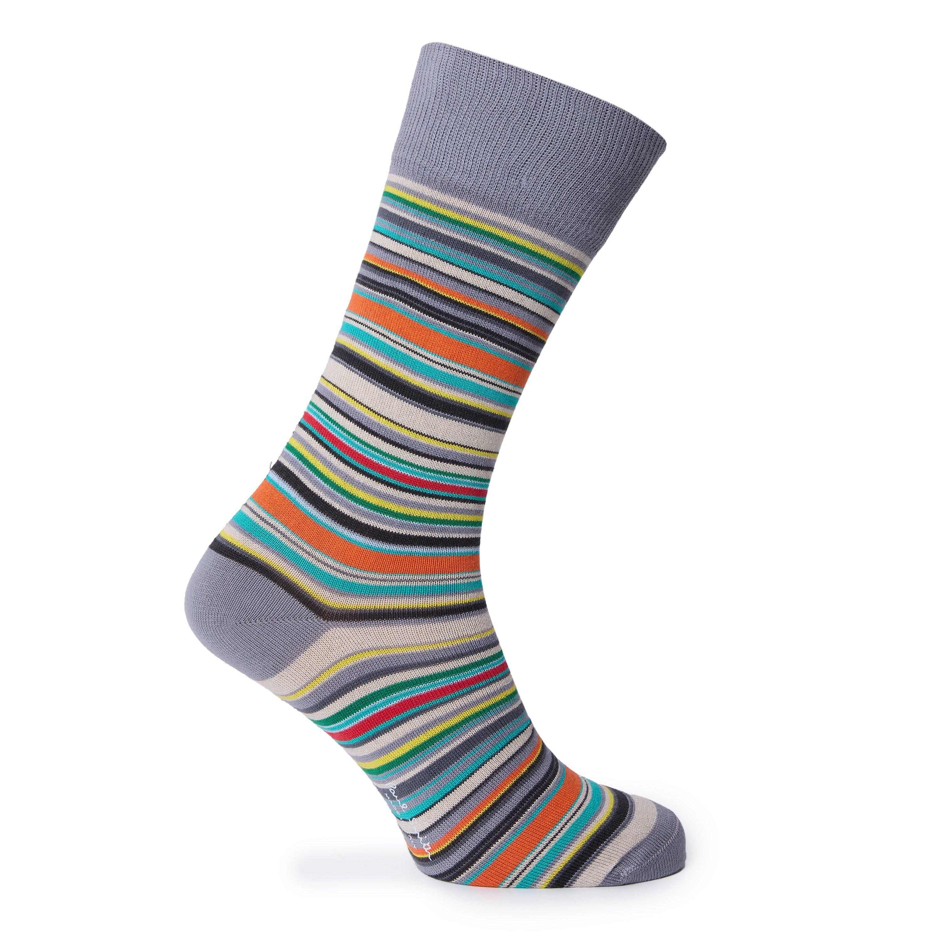 Paul Smith Men's  Stripe Cotton Crew Socks - Grey 