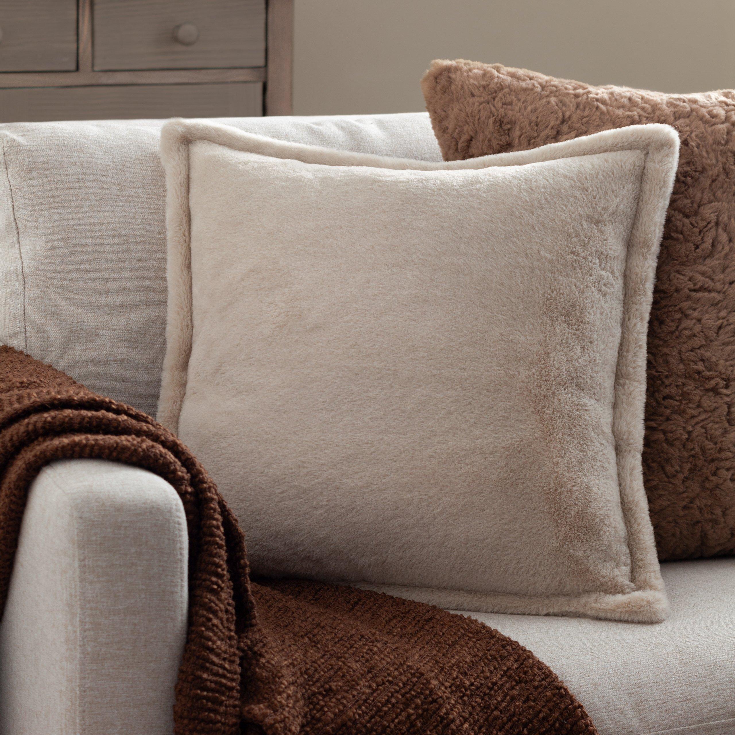 Natural - Furn - Kallu Faux Fur Feather Filled Cushion - 2