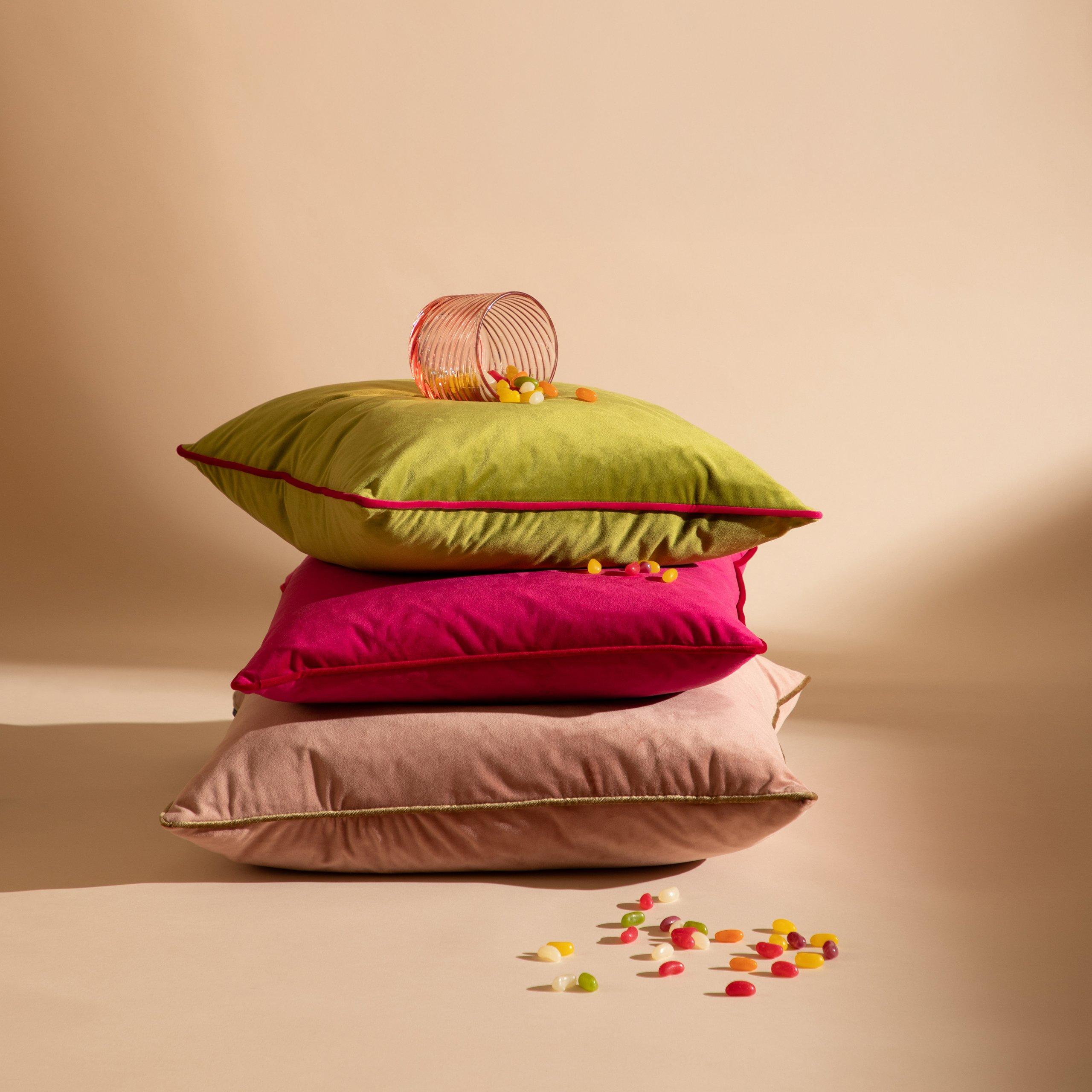 Blush/Gold - Furn - Meridian Velvet Fibre Filled Cushion - 7