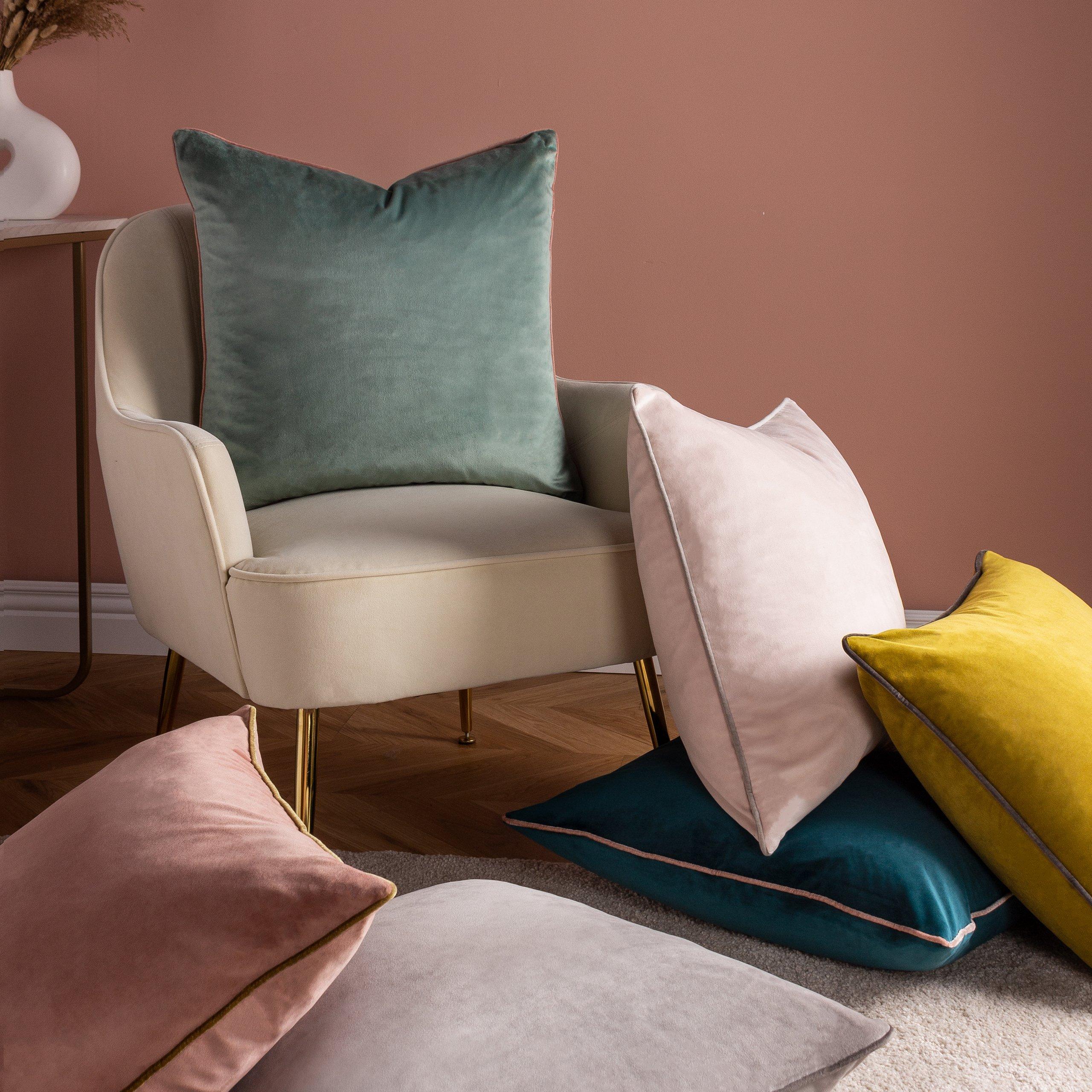 Blush/Gold - Furn - Meridian Velvet Fibre Filled Cushion - 8