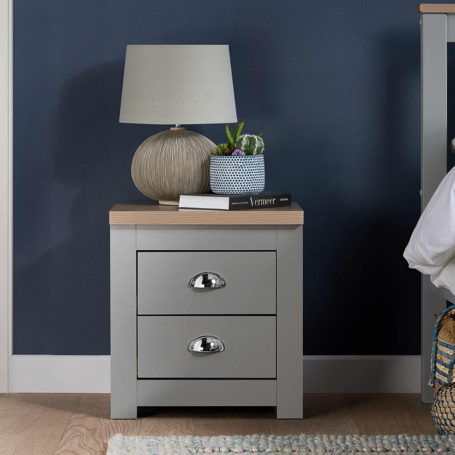 Grey - Birlea - Highgate 2 Drawer Bedside - 1