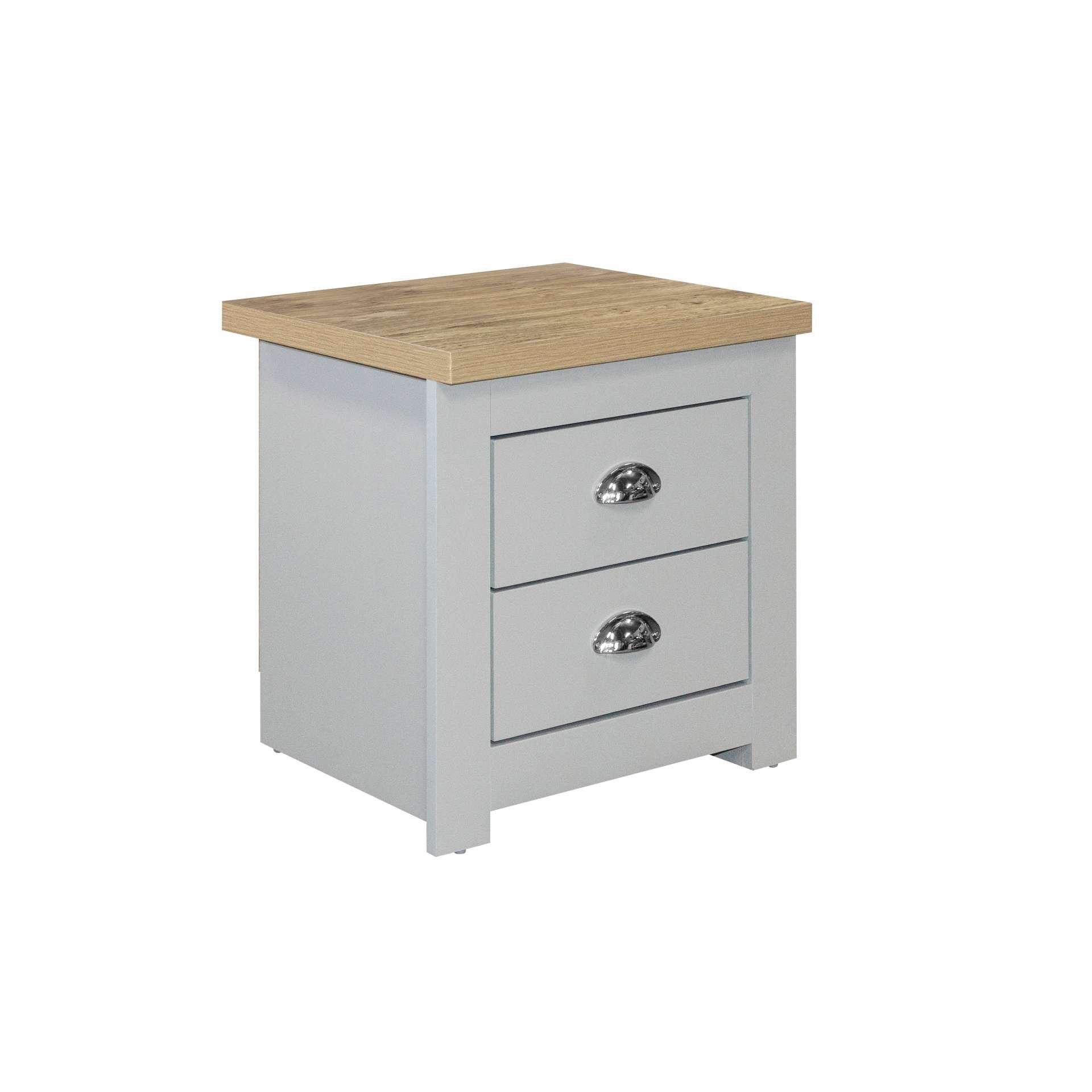 Grey - Birlea - Highgate 2 Drawer Bedside - 3
