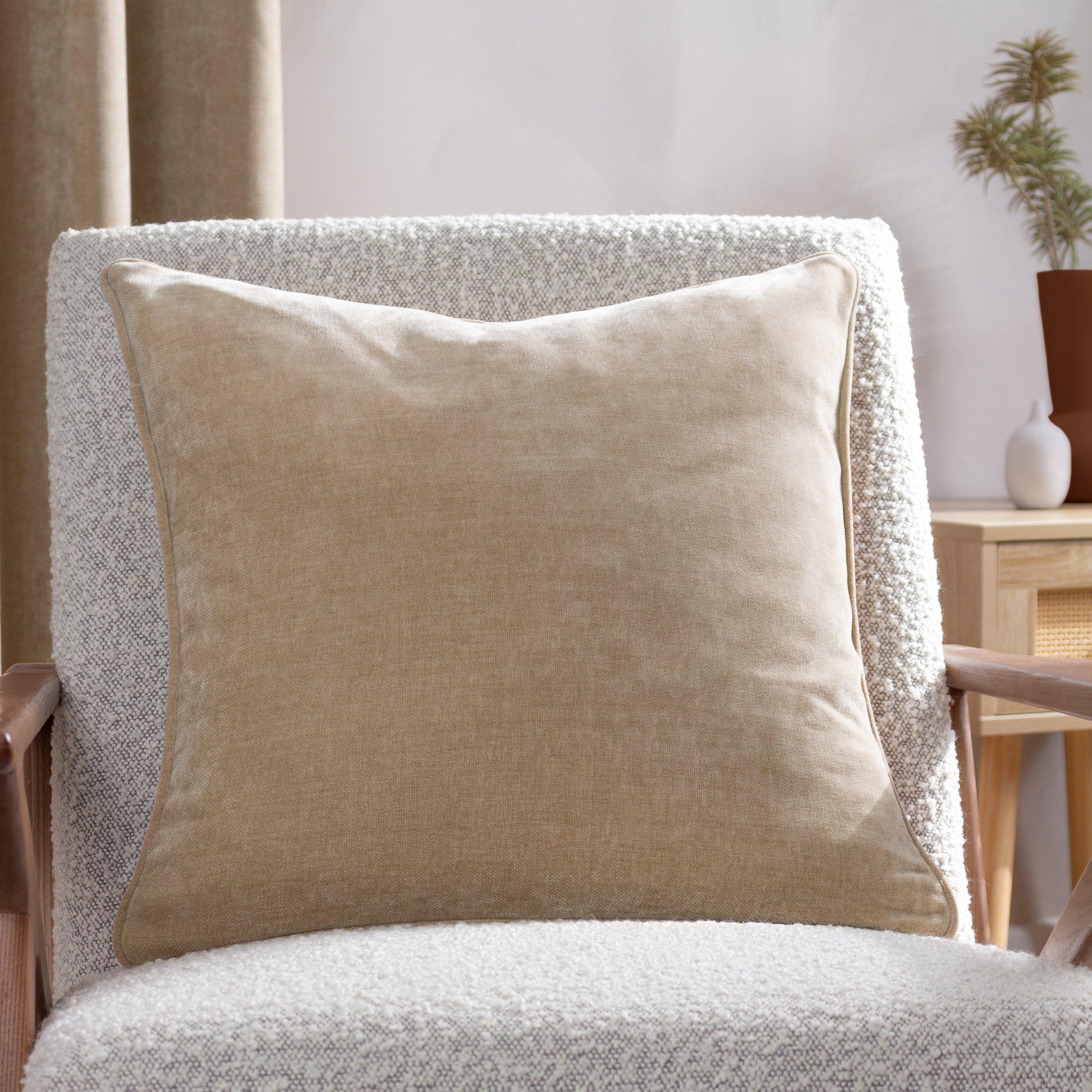 Natural - Yard - Heavy Chenille Piped Fibre Filled Cushion - 2