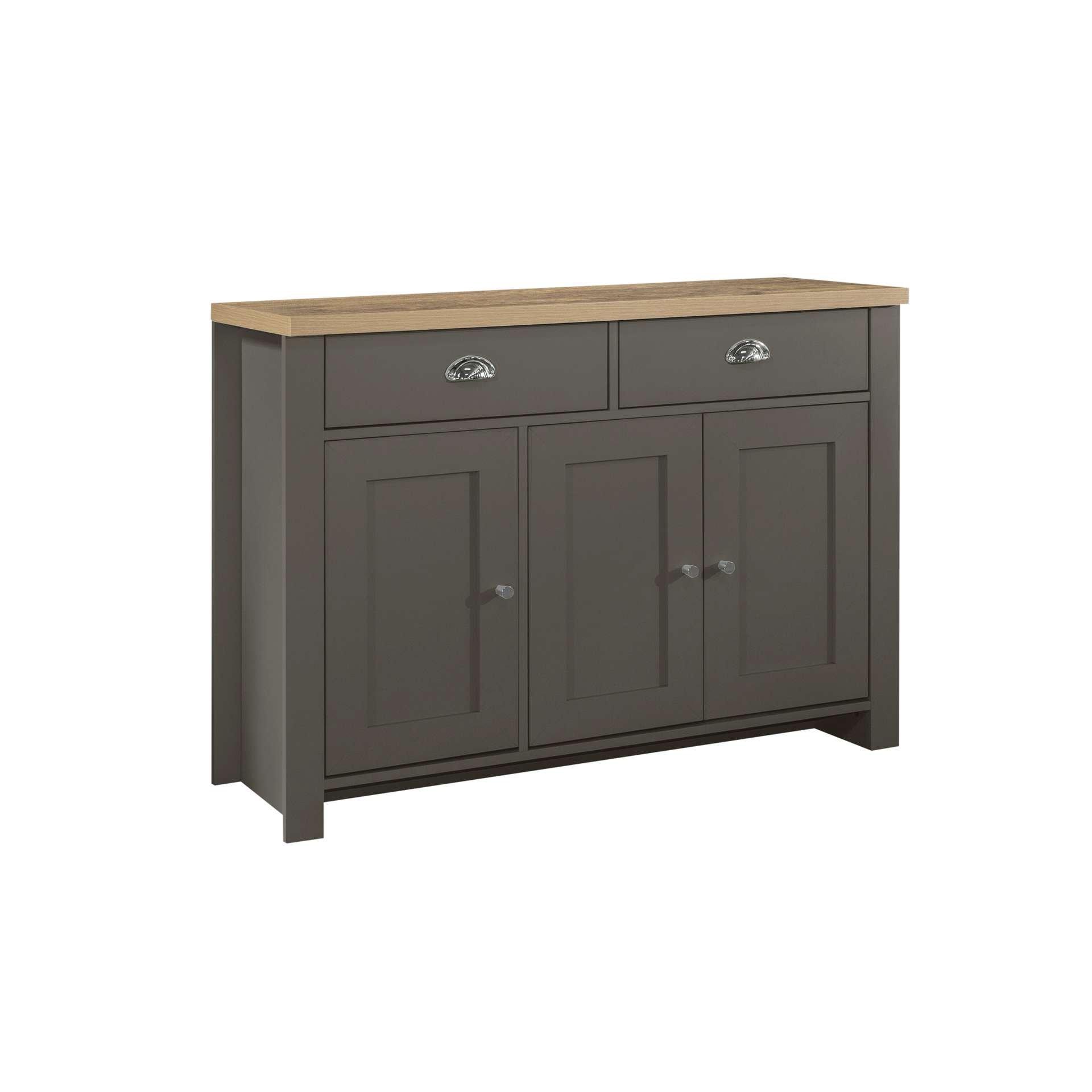 Grey - Birlea - Highgate 3 Door 2 Drawer Sideboard - 4