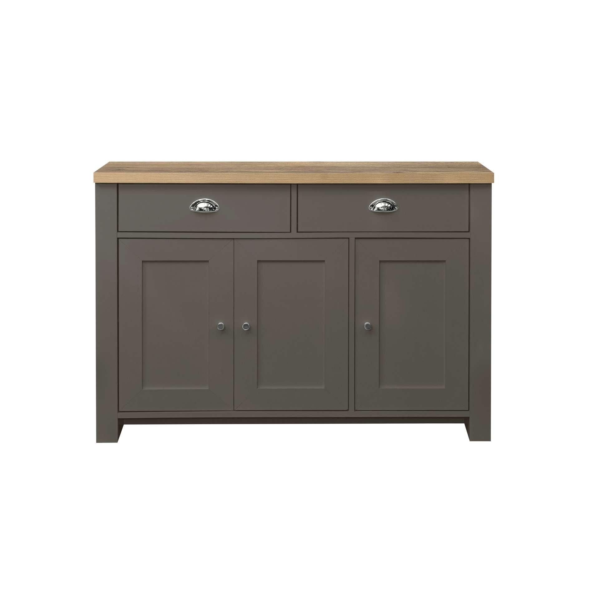 Grey - Birlea - Highgate 3 Door 2 Drawer Sideboard - 5