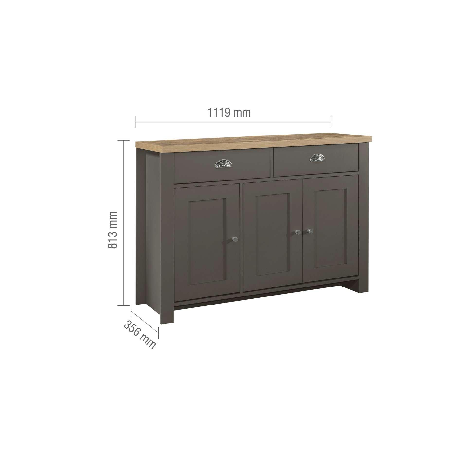 Grey - Birlea - Highgate 3 Door 2 Drawer Sideboard - 8