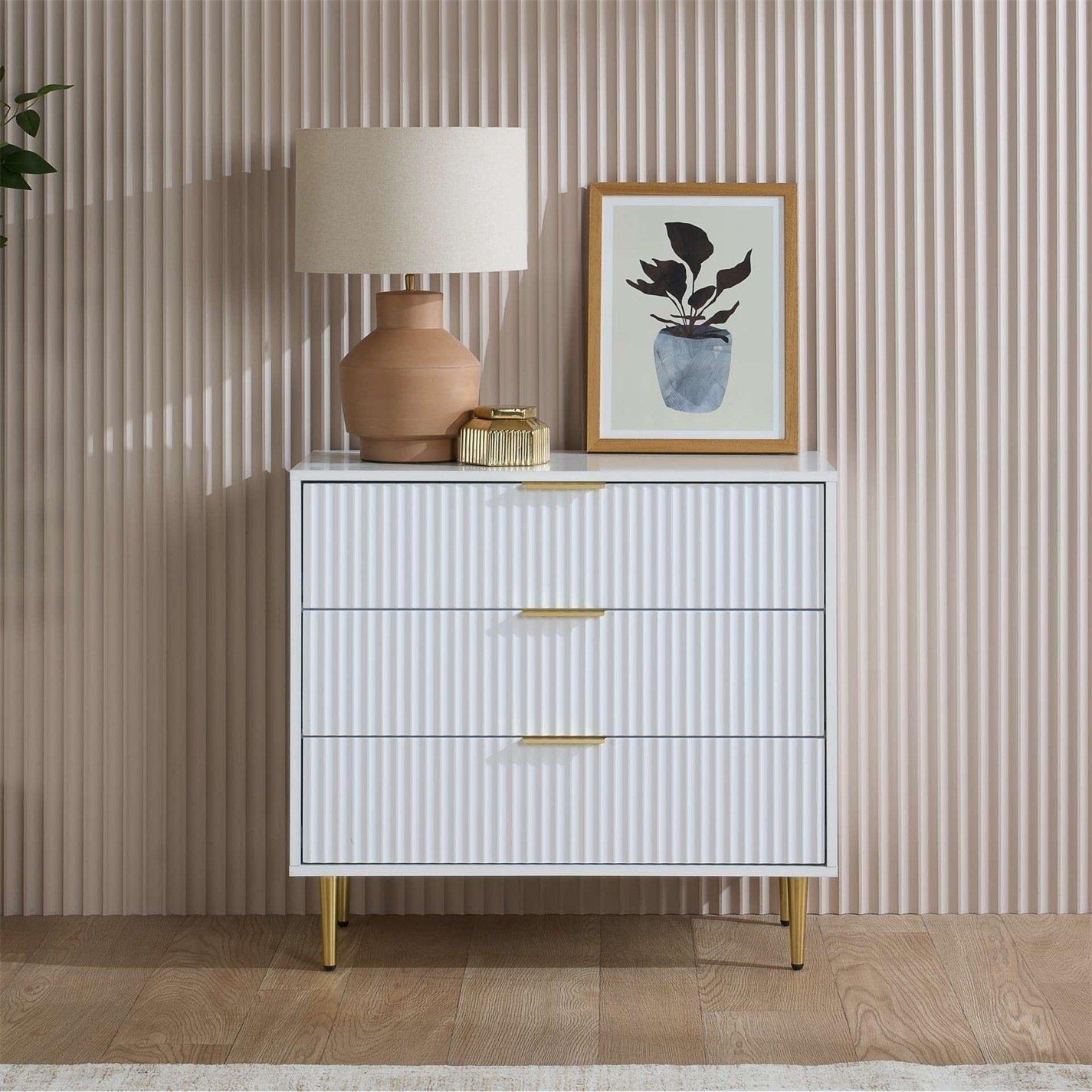 Birlea  Zara 3 Drawer Fluted Chest - White