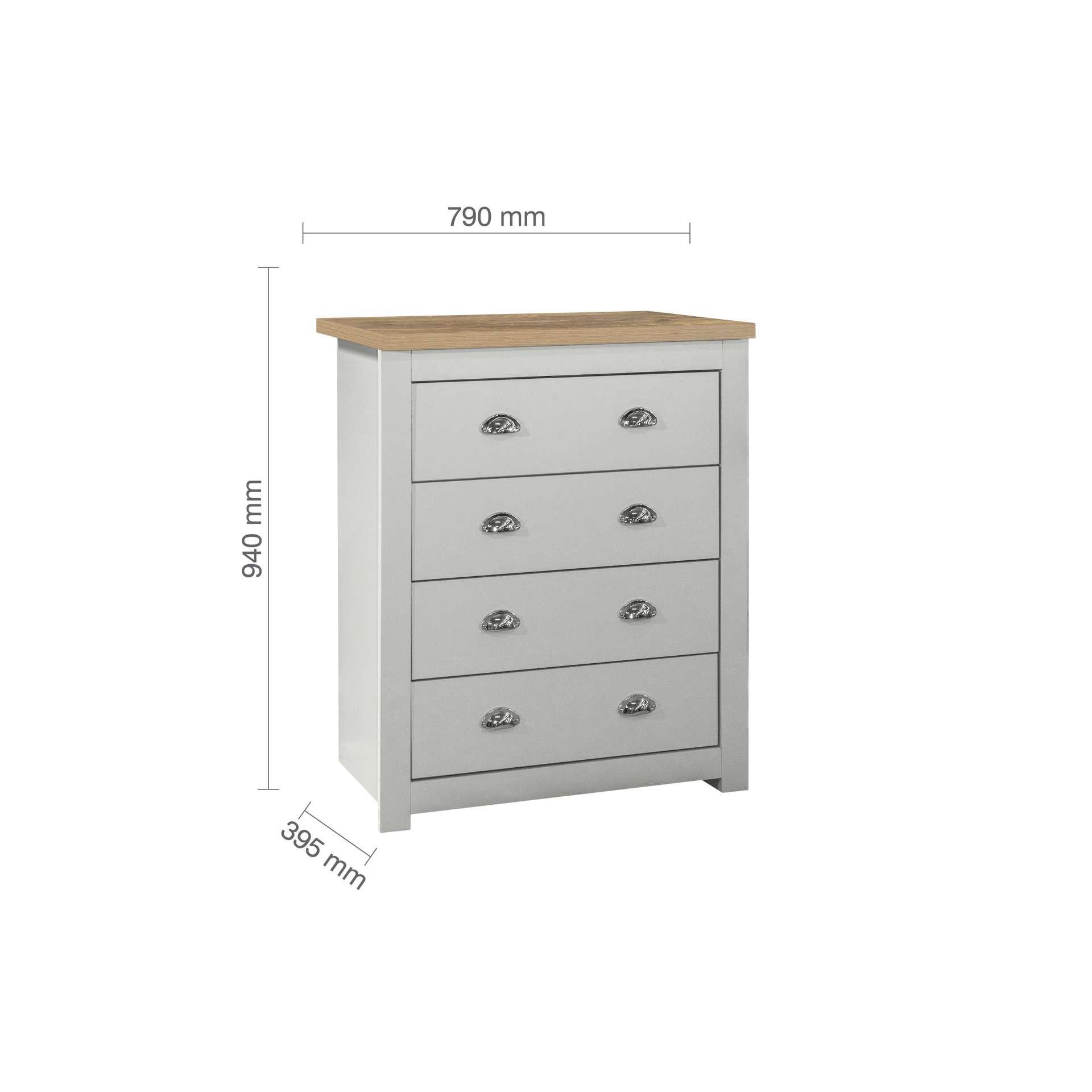 Grey - Birlea - Highgate 4 Drawer Chest - 9
