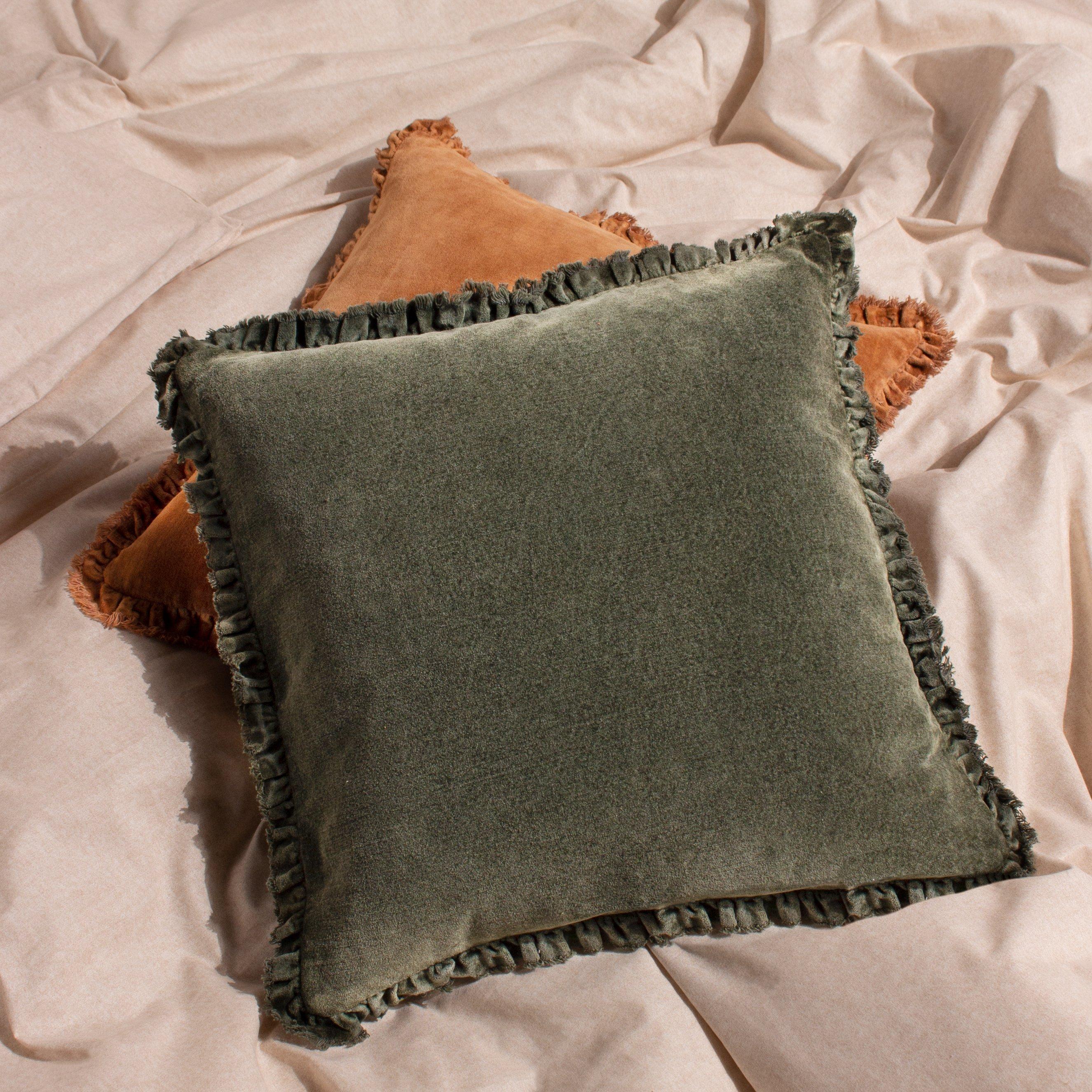 Moss - Yard - Bertie Cotton Velvet Fibre Filled Cushion - 2