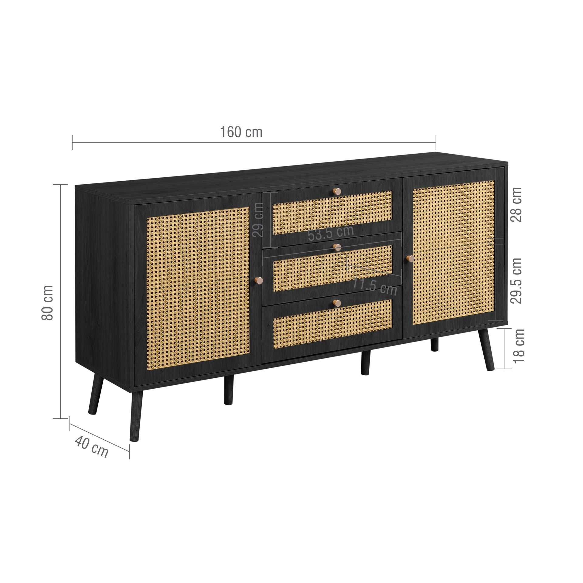 Black - Birlea - Croxley 2 Door 3 Drawer Sideboard - 16