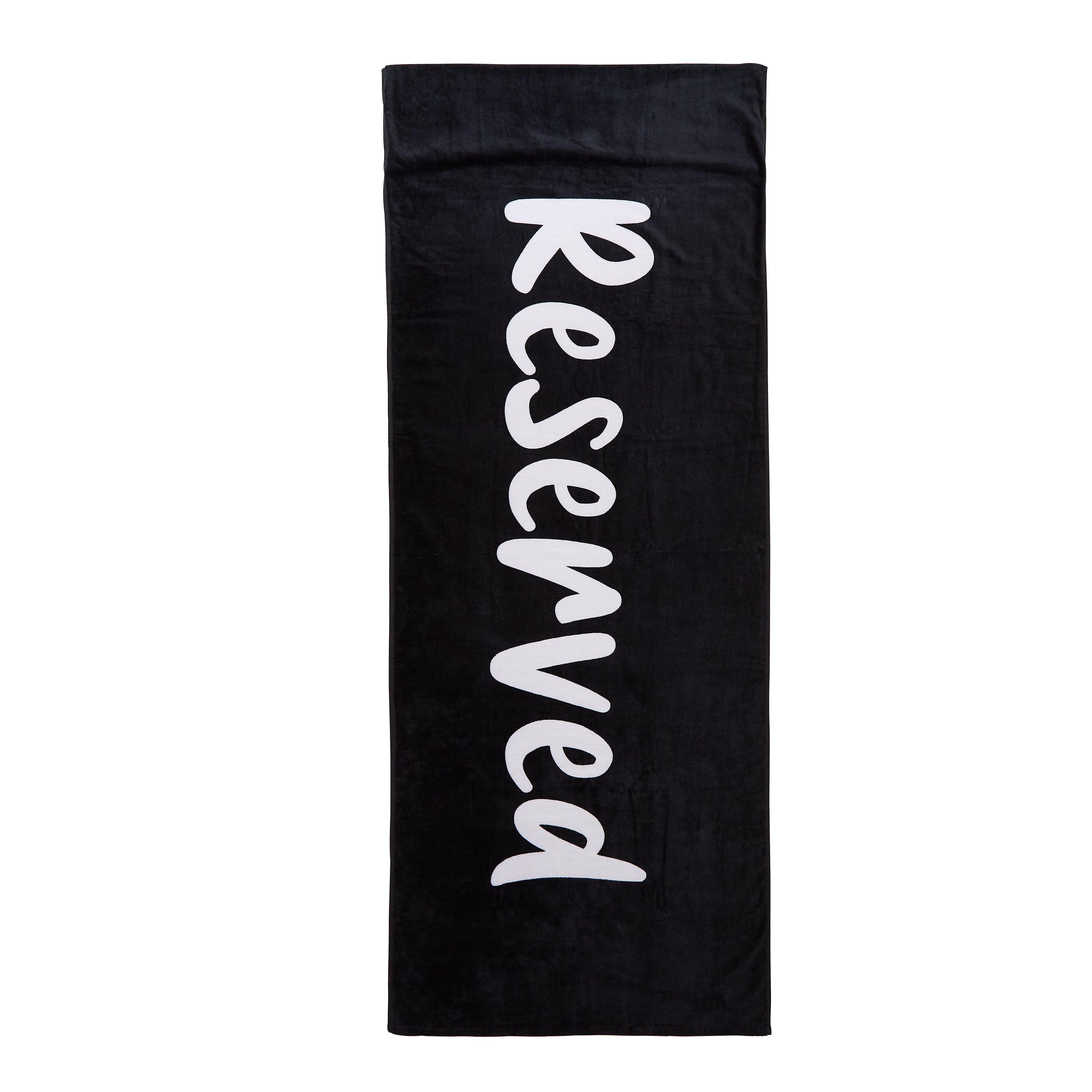 Black - Catherine Lansfield - Reserved Cotton Beach Sun Lounger Towel - 4