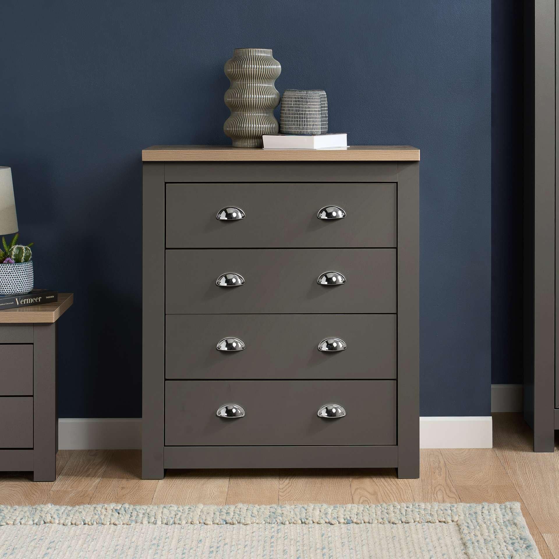 Grey - Birlea - Highgate 4 Drawer Chest - 1