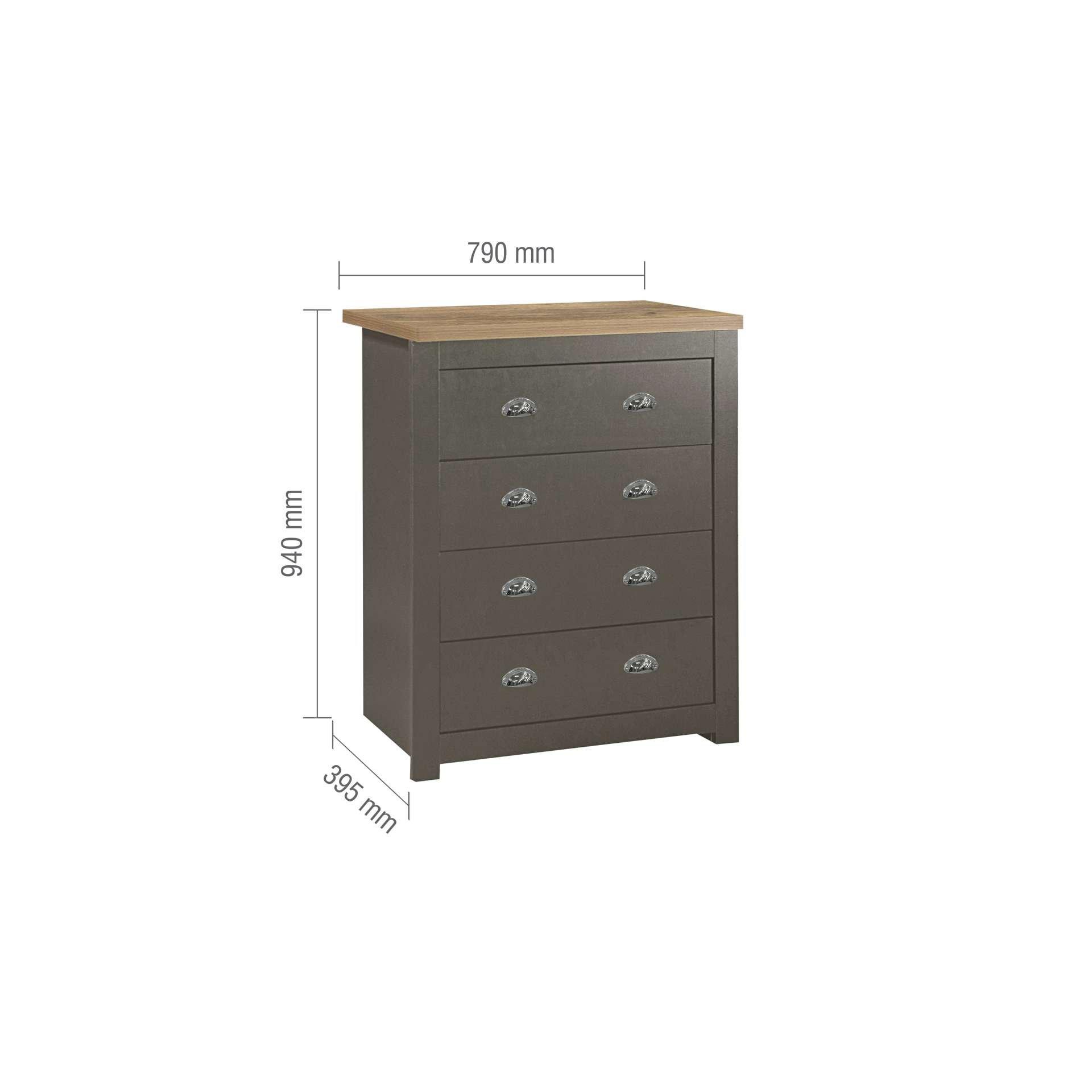 Grey - Birlea - Highgate 4 Drawer Chest - 8