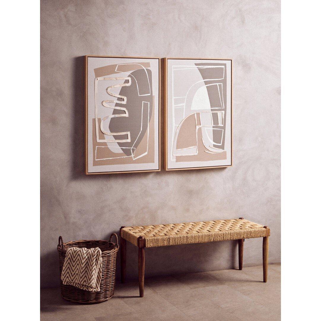 Cream - Fifty Five South - Astratto Set Of 2 Neutral Multi Colour Wall Art - 2