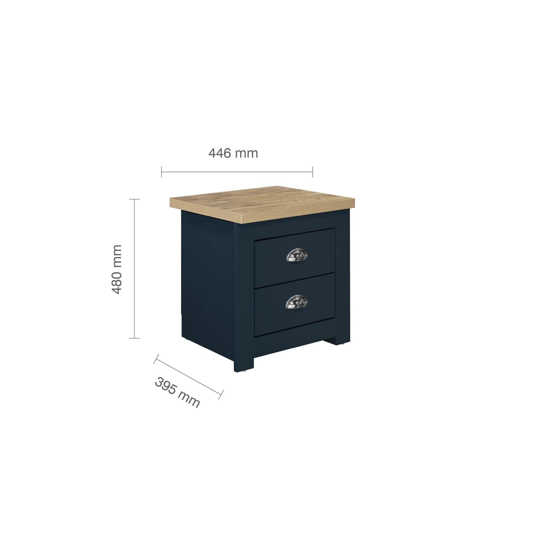 Blue - Birlea - Highgate 2 Drawer Bedside - 7