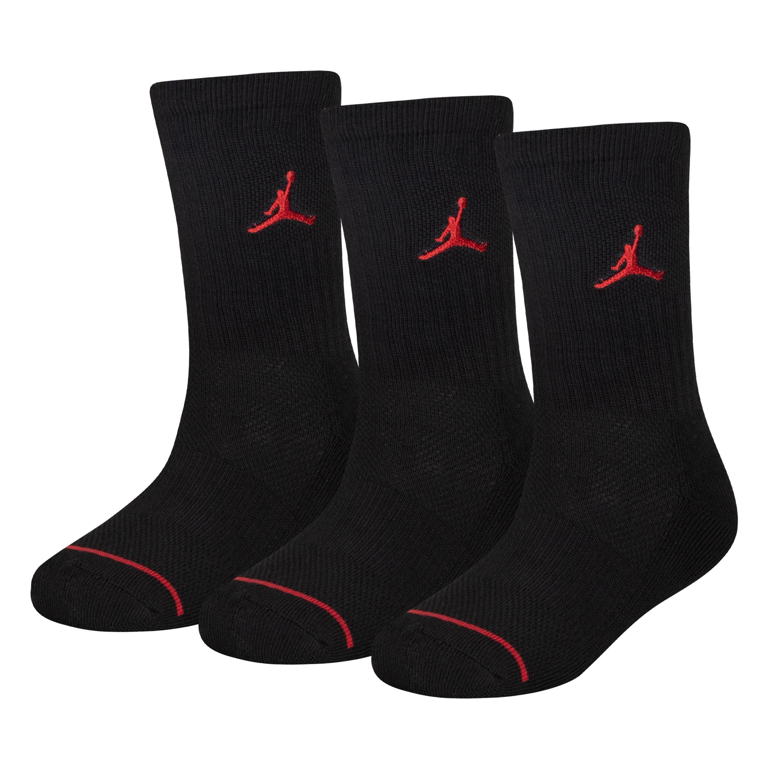 Air Jordan  Kids 3 Pack Crew Socks Children's - Black - Cd C10-C13