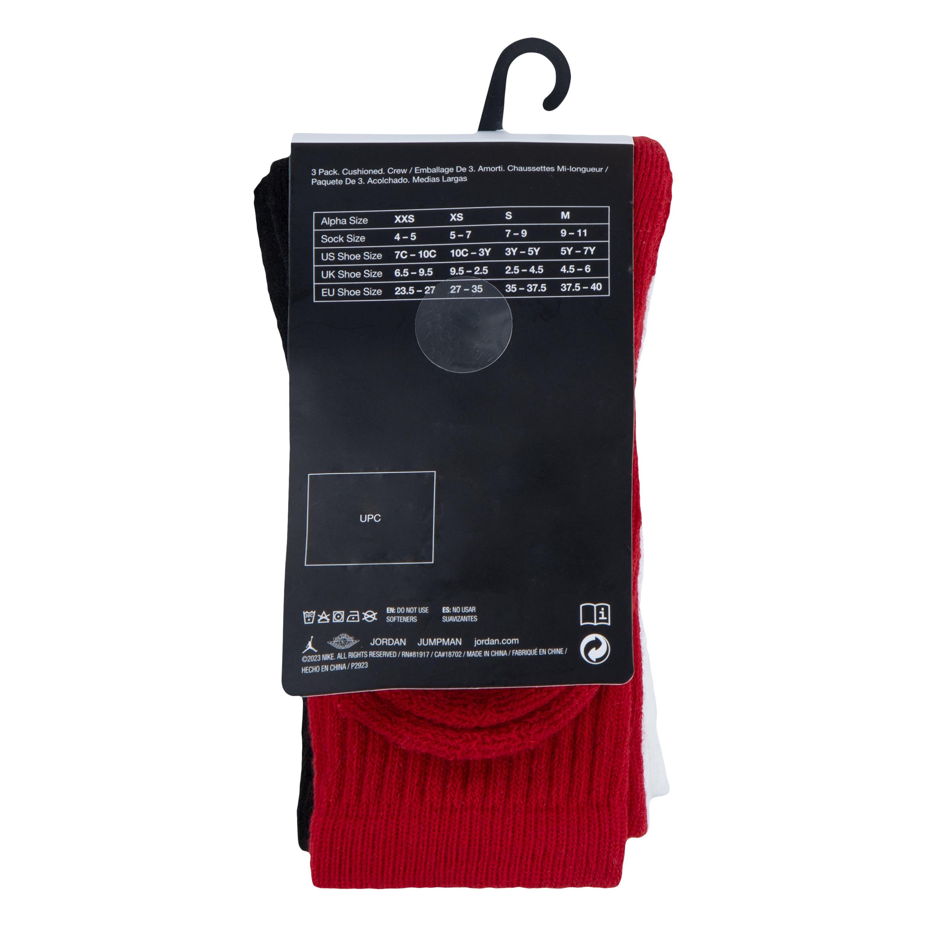 Gym Red - Air Jordan - 3 Pack Crew Socks Children's - 10
