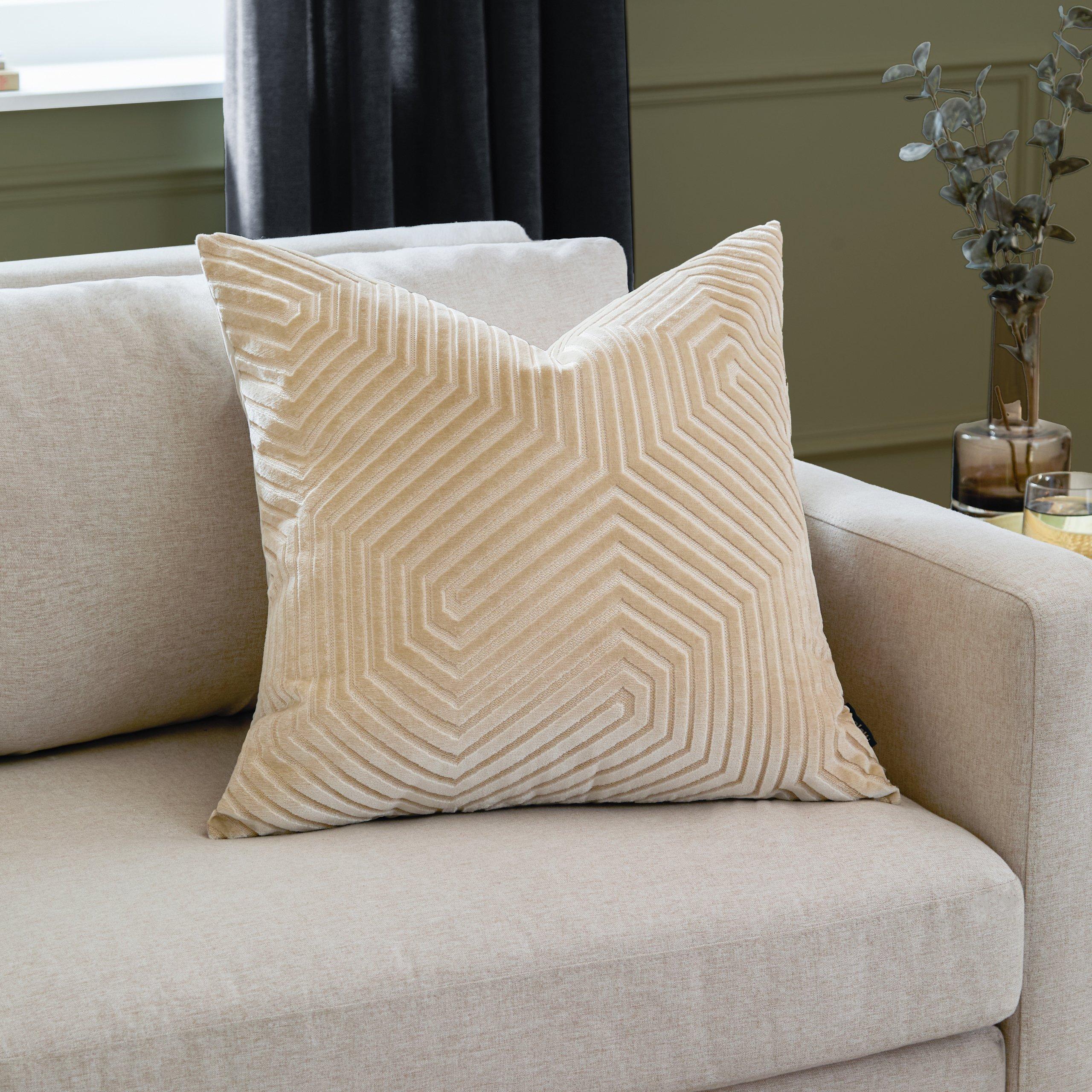 Ivory - Paoletti - Evoke Cut Velvet Feather Filled Cushion - 2