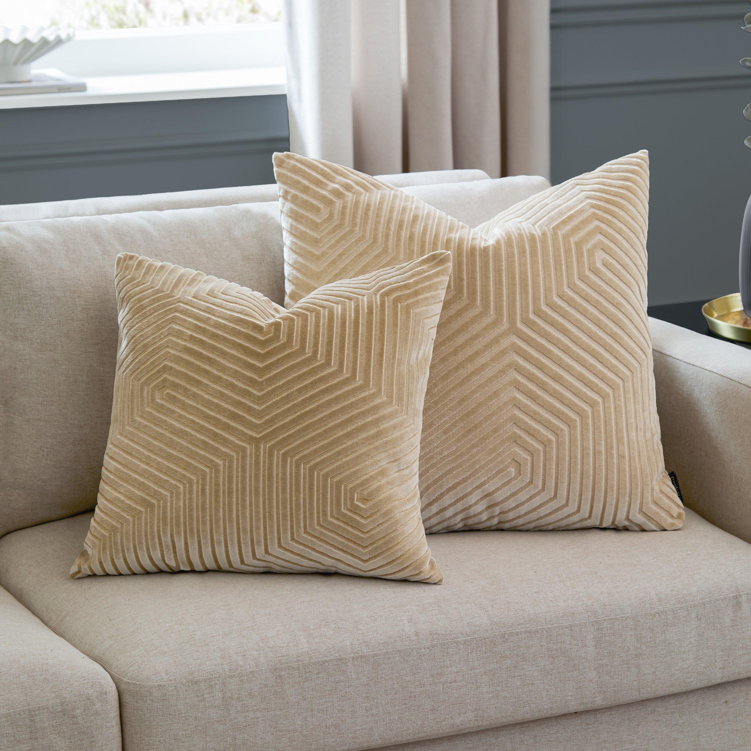 Ivory - Paoletti - Evoke Cut Velvet Feather Filled Cushion - 7