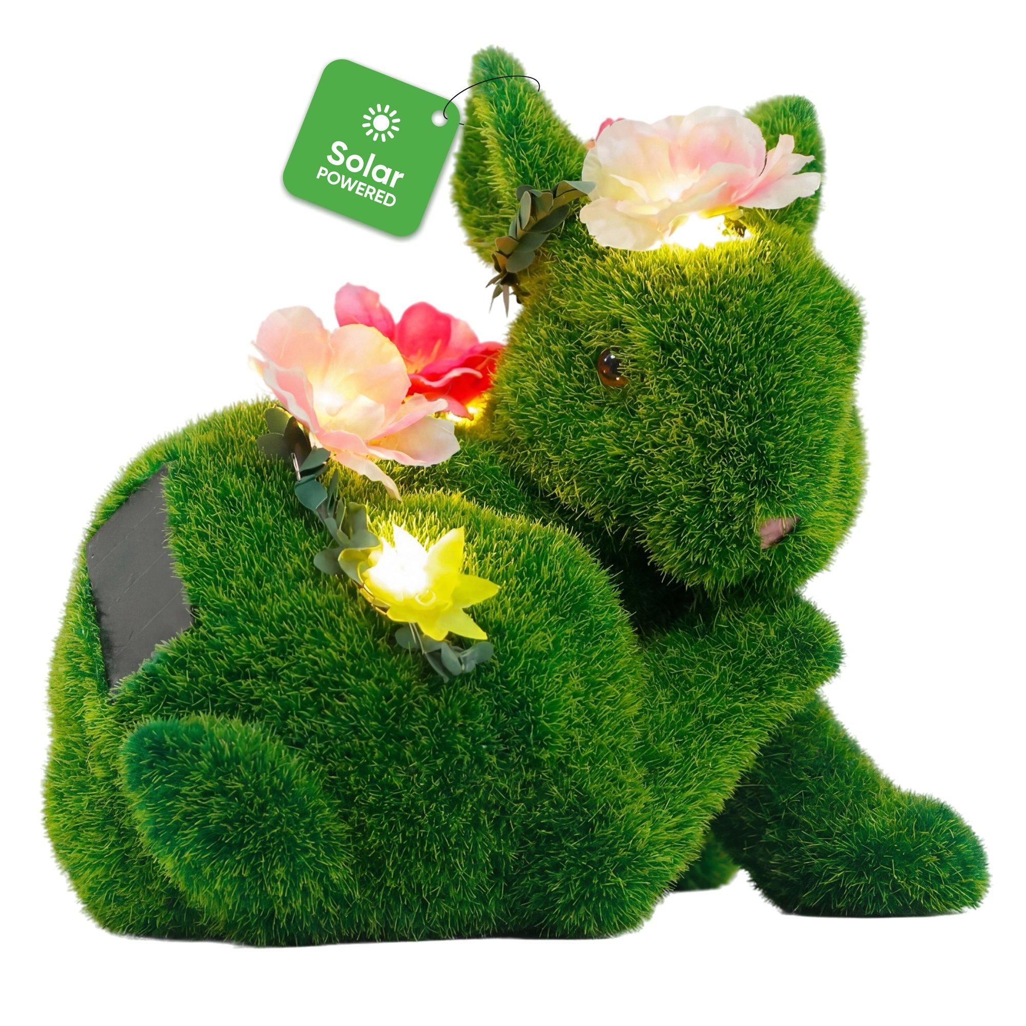 Green - Streetwize - Solar Floral Topiary Rabbit Garden Ornament with M - 2