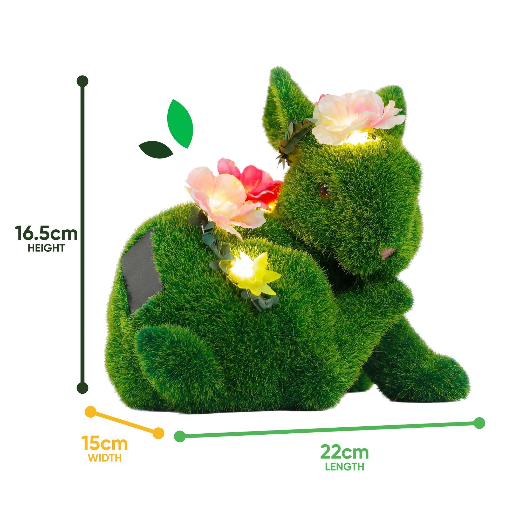 Green - Streetwize - Solar Floral Topiary Rabbit Garden Ornament with M - 3