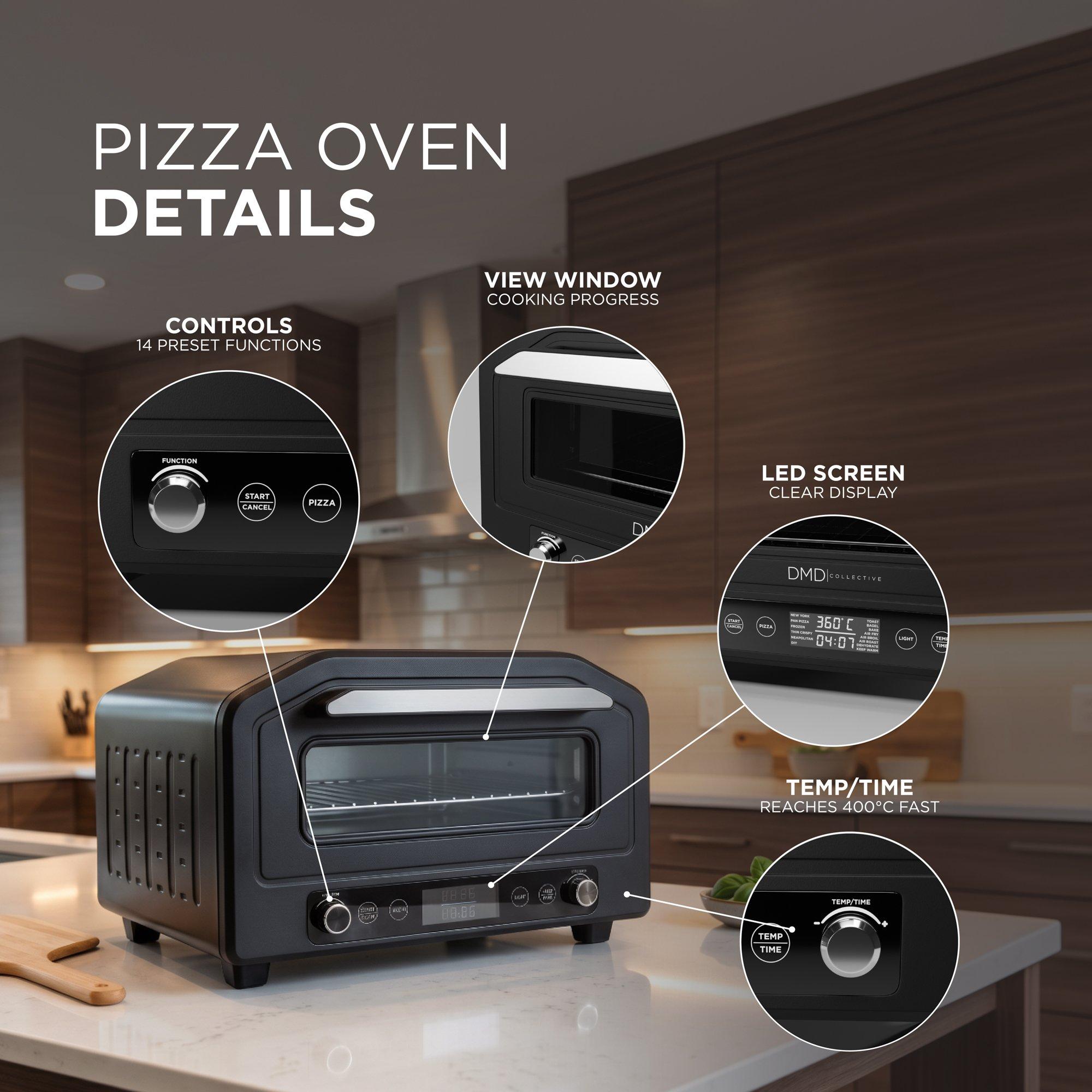 Black - DMD Collective - Electric Pizza Oven & Air Fryer Combo - 6