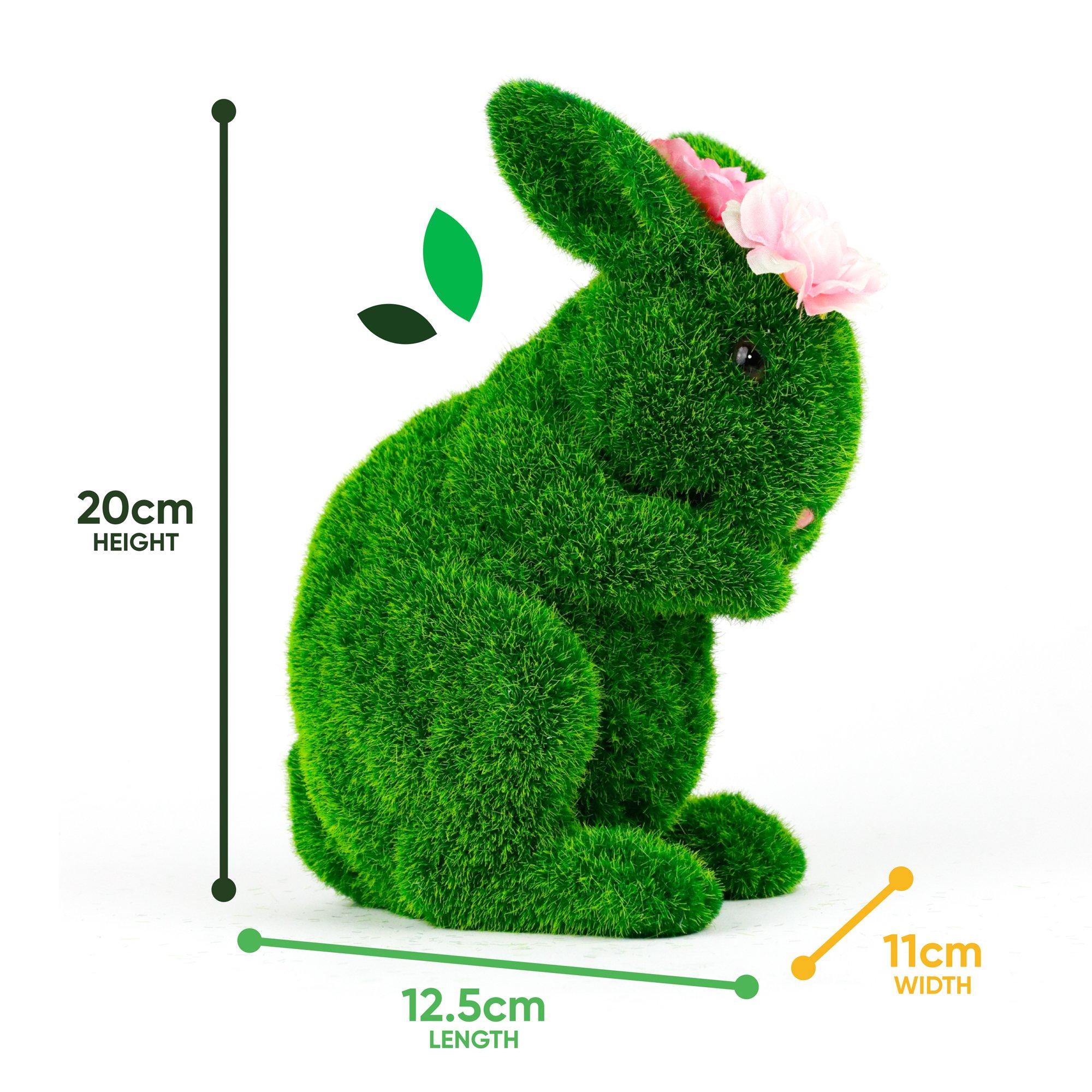 Green - Streetwize - Solar Topiary Bunny Garden Ornament with Pink Flow - 3