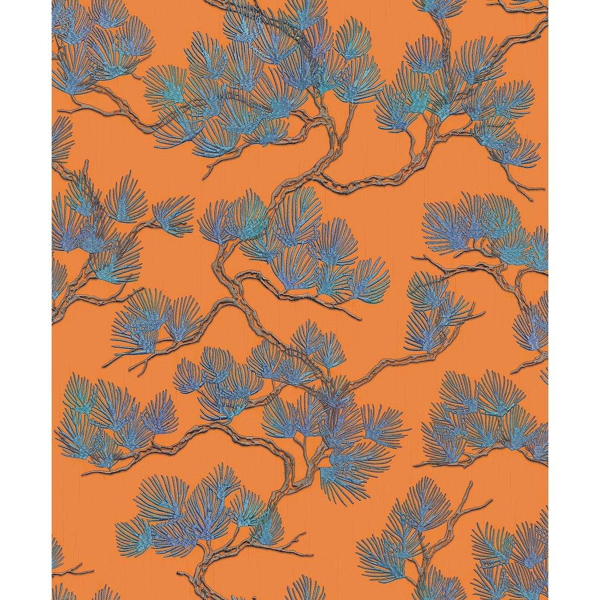Design ID DID Pine Tree Orange & Blue Wallpaper