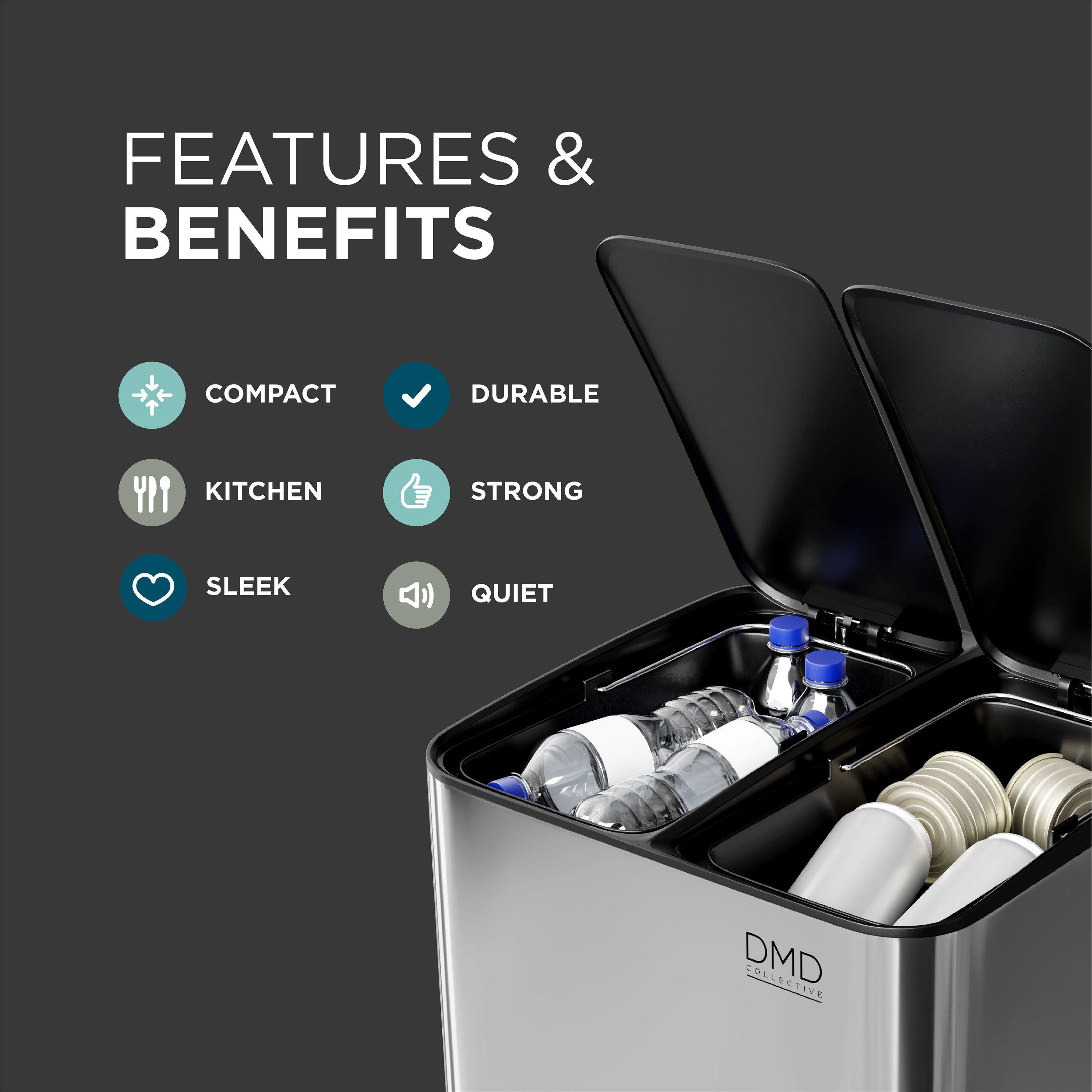 Stainless Steel - DMD Collective - 2x15L Dual Stainless Steel Bin - 6