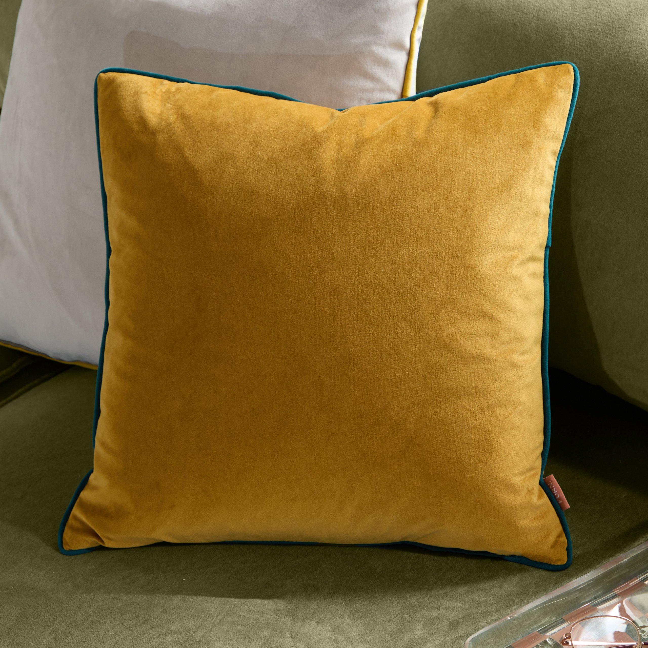 Ochre/Teal - Furn - Meridian Velvet Fibre Filled Cushion - 2