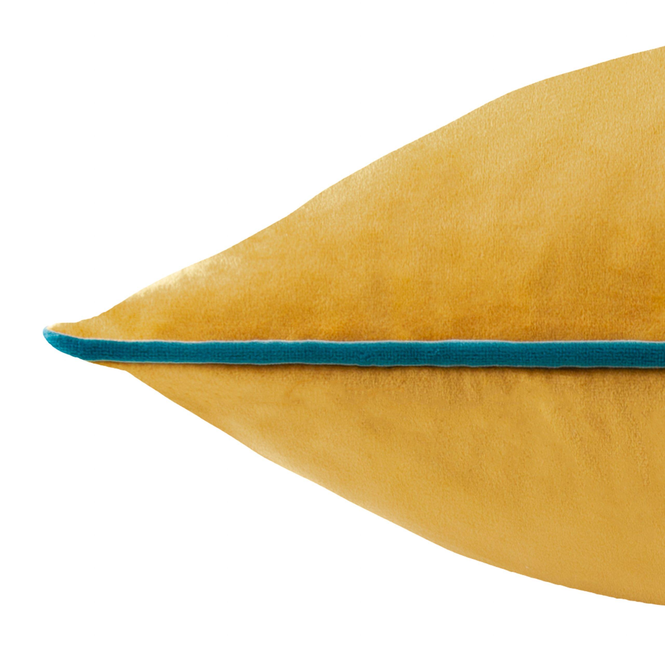 Ochre/Teal - Furn - Meridian Velvet Fibre Filled Cushion - 5